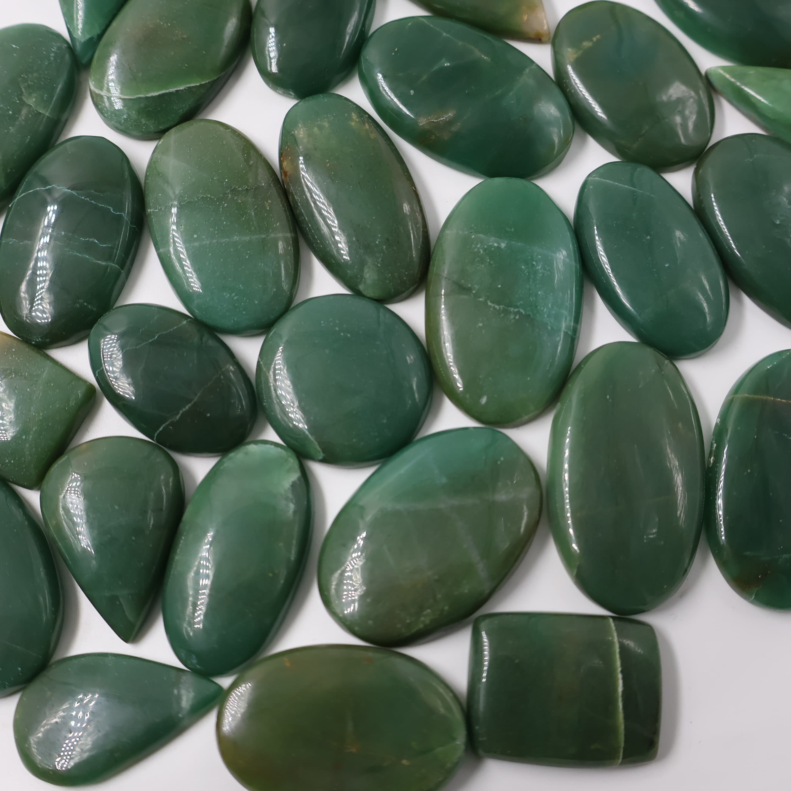 Natural Green Jade Grooved Pendant Mix Shape -Size Gemstone (Cabochon ) Green Jade 