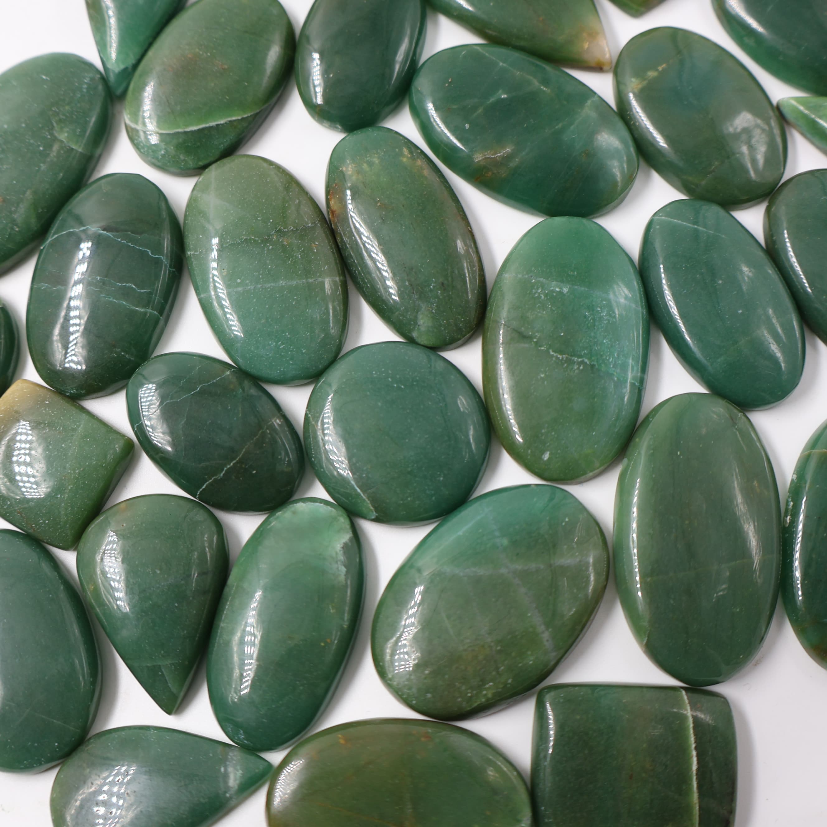 Natural Green Jade Grooved Pendant Mix Shape -Size Gemstone (Cabochon ) Green Jade 