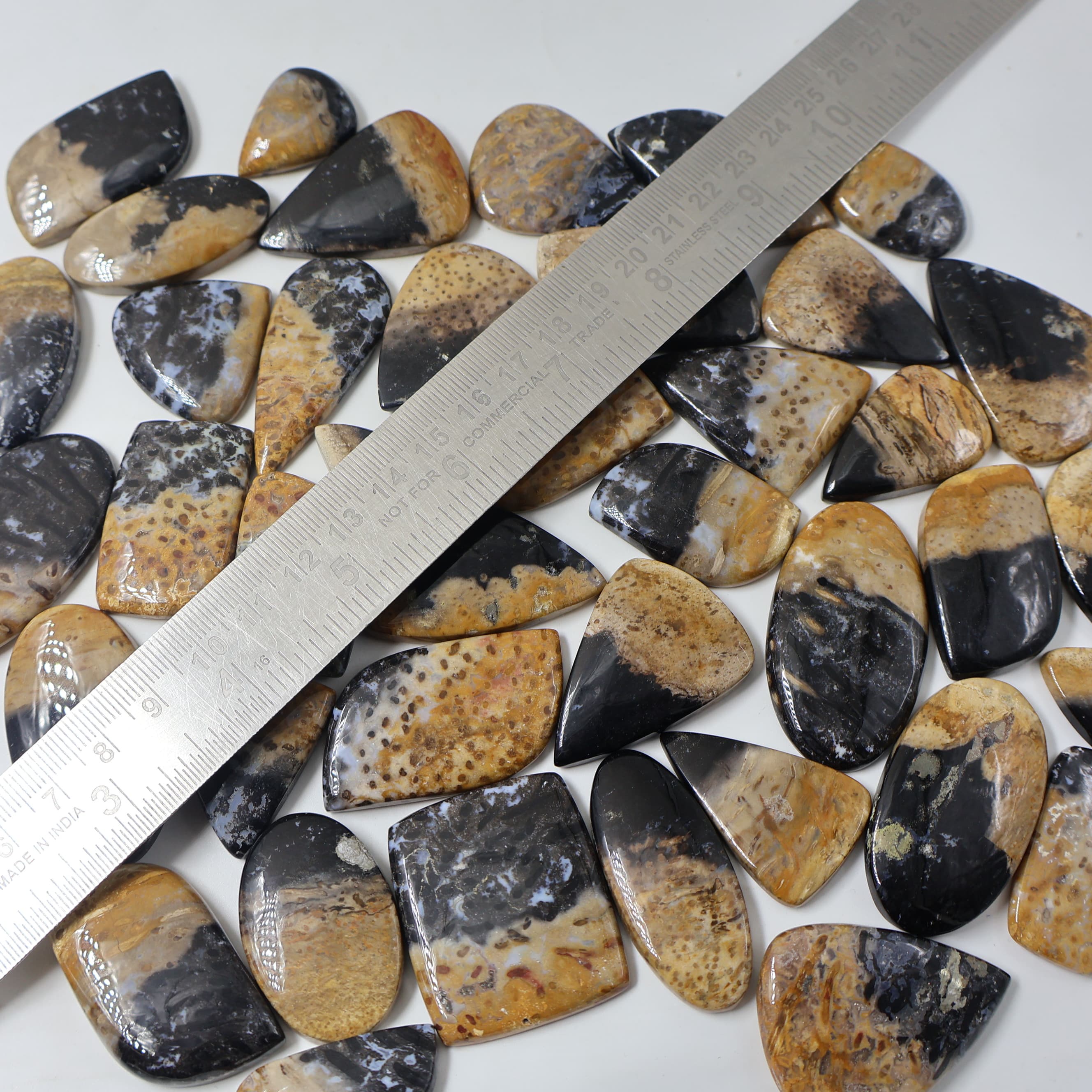 Natural Palm Root Agate  Grooved Pendant Mix Shape -Size Gemstone (Cabochon ) Palm Root Agate