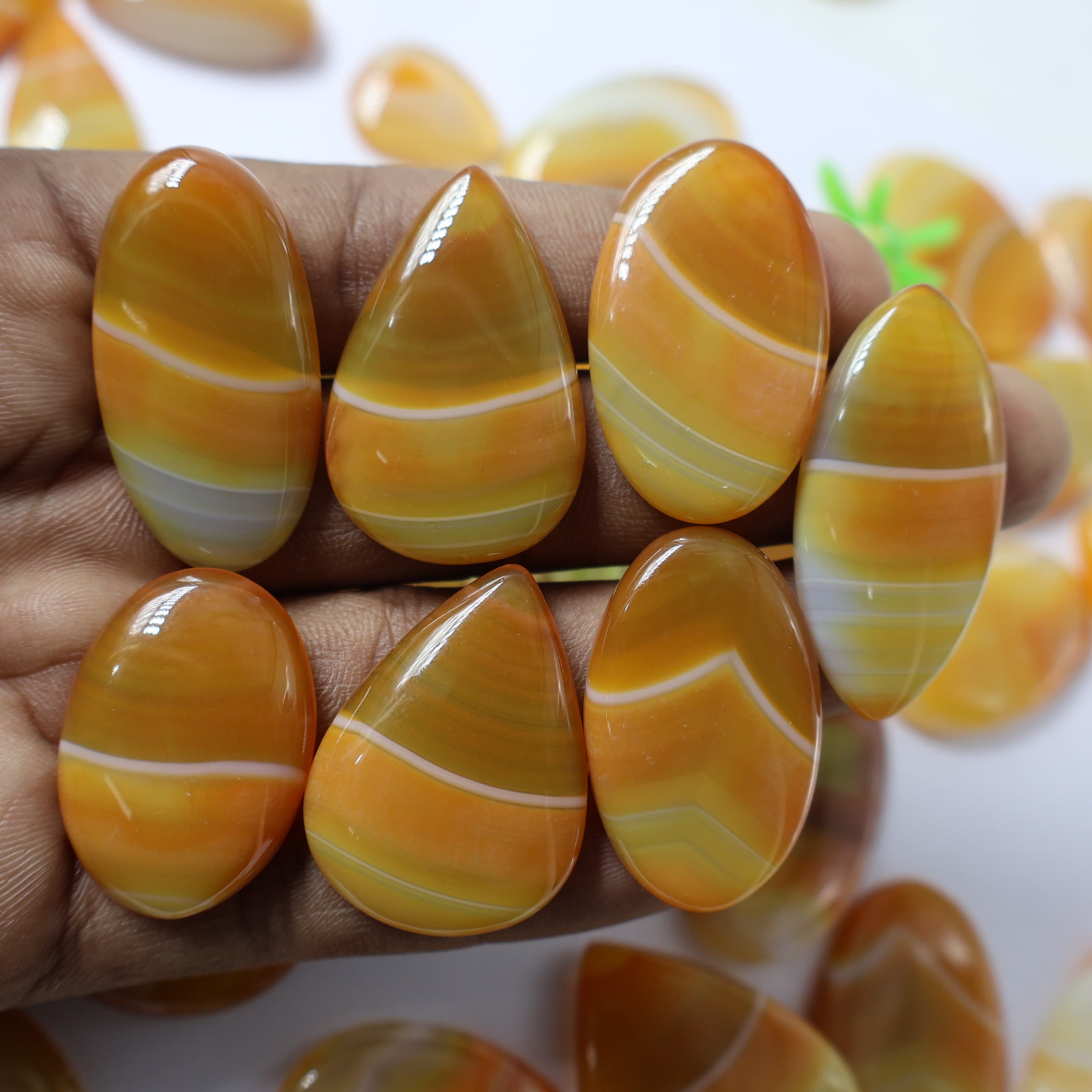 Natural Orange Banded Agate  Mix Shape -Size Gemstone (Cabochon )  Banded Agate