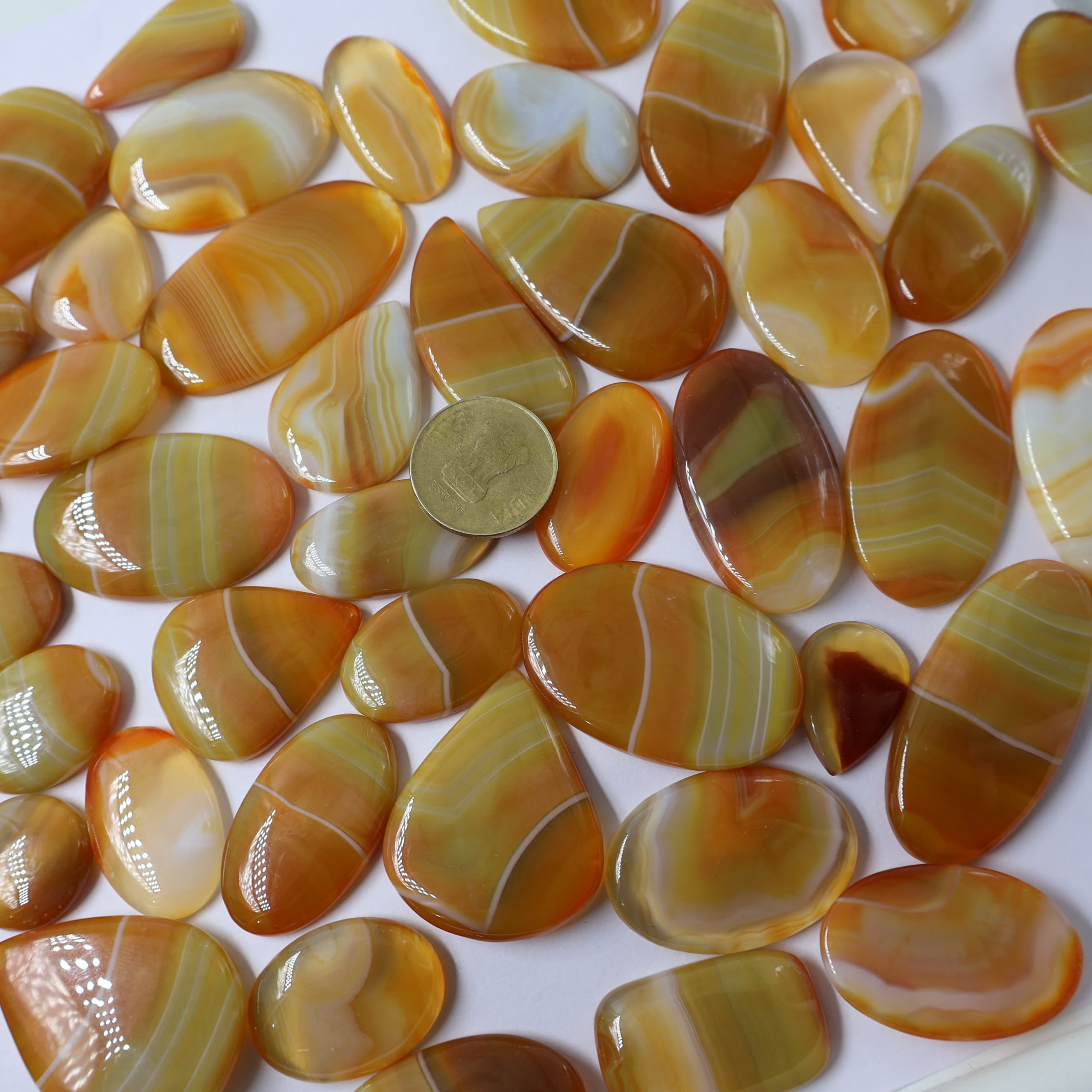 Natural Orange Banded Agate  Mix Shape -Size Gemstone (Cabochon )  Banded Agate
