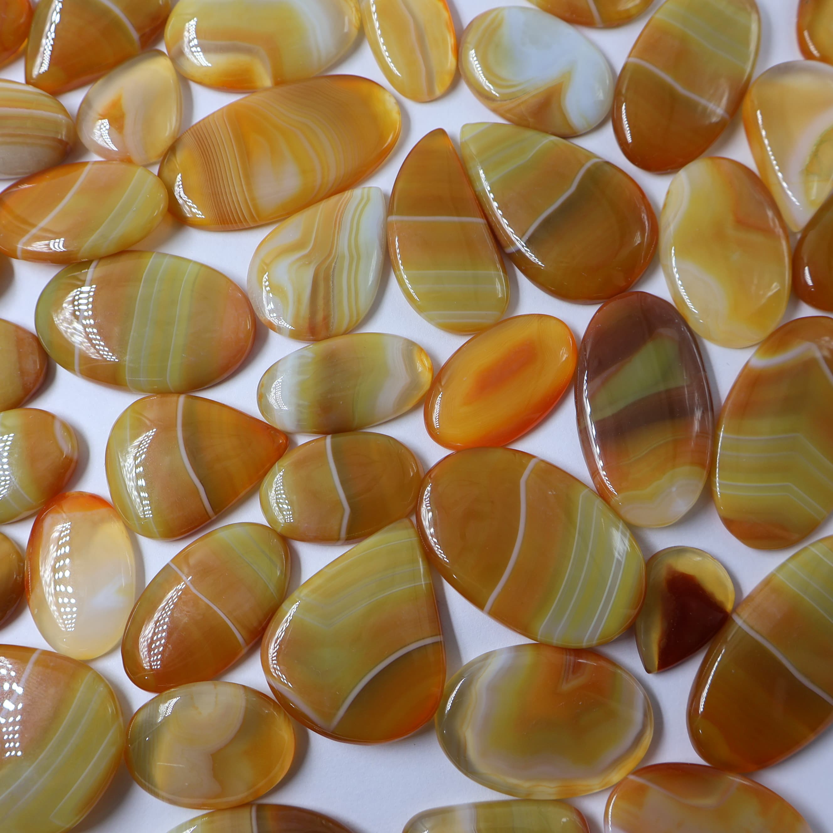 Natural Orange Banded Agate  Mix Shape -Size Gemstone (Cabochon )  Banded Agate