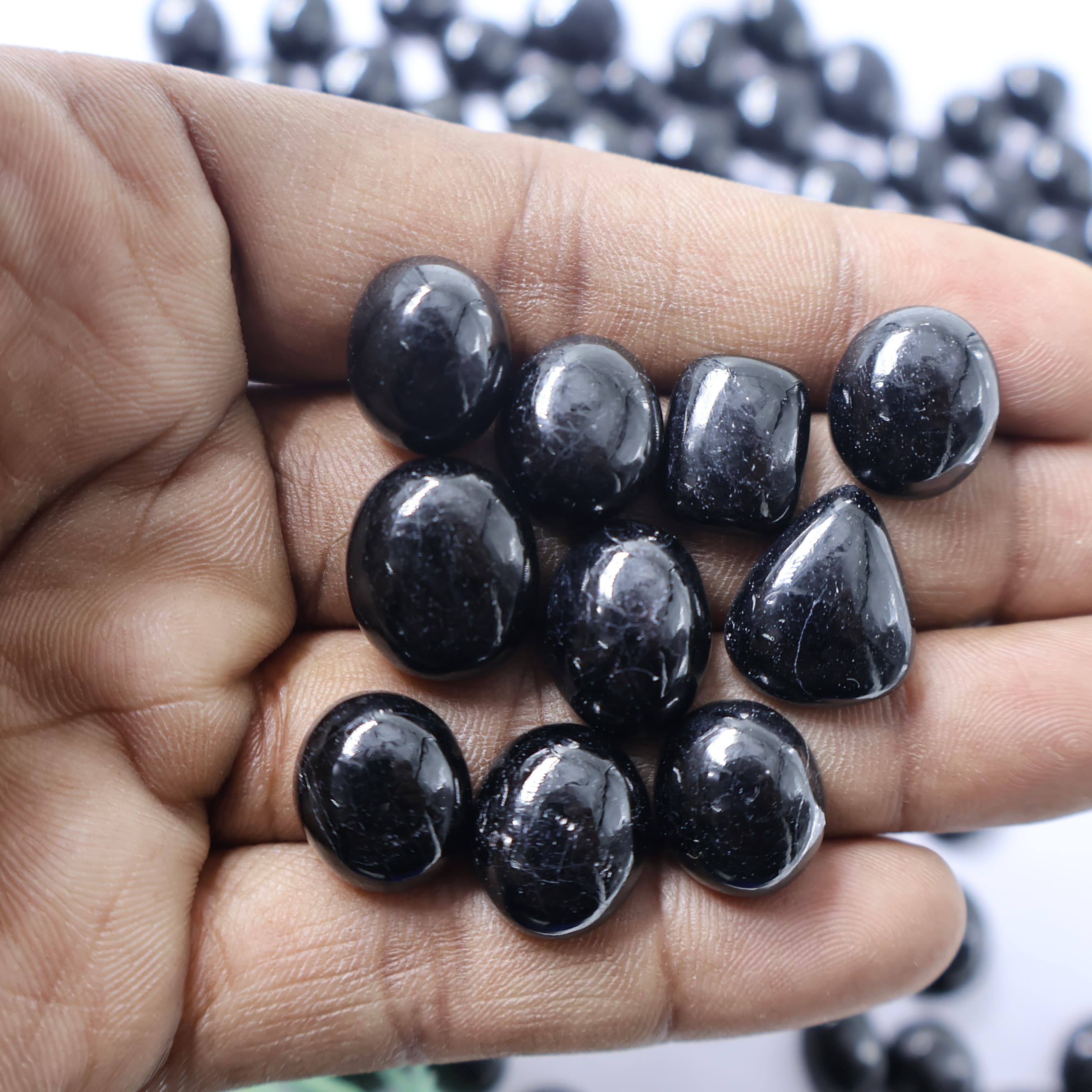 Natural Black Tourmaline Mix Shape -Size Gemstone (Cabochon )  Black Tourmaline