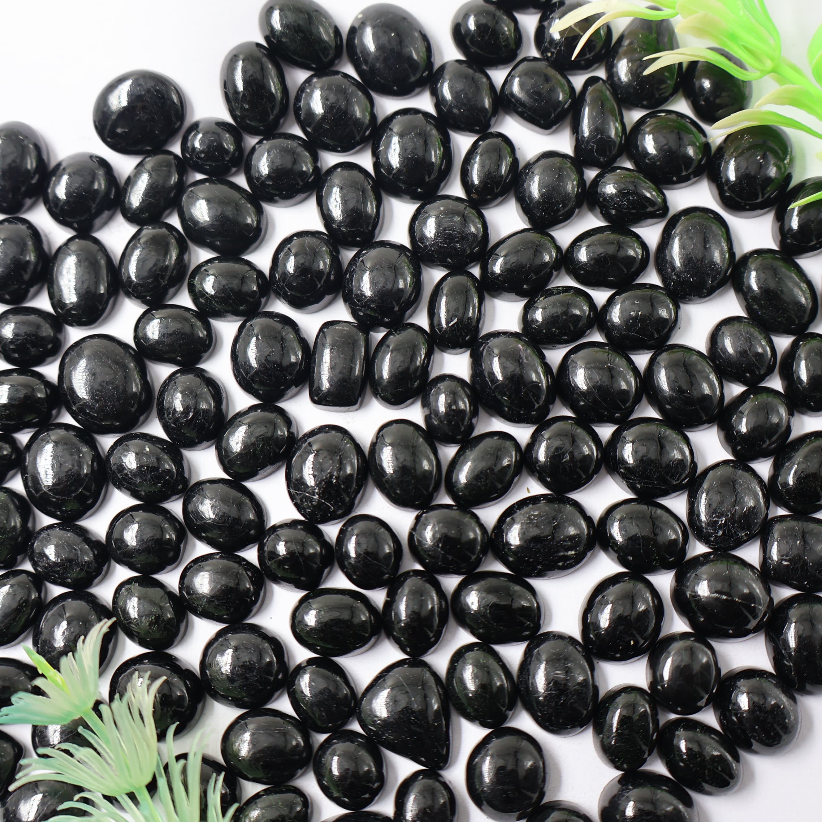 Natural Black Tourmaline Mix Shape -Size Gemstone (Cabochon )  Black Tourmaline