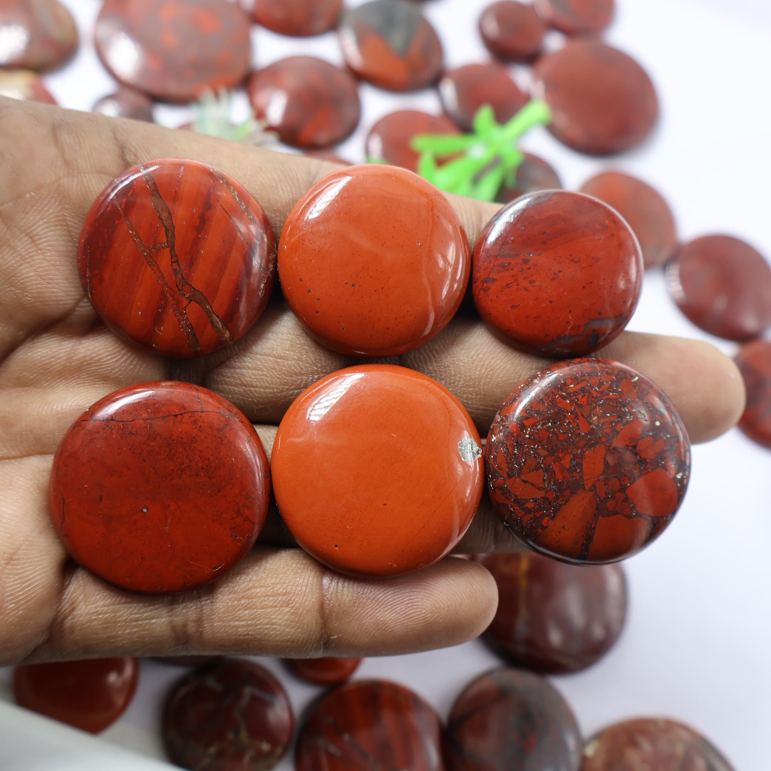 Natural Red Jasper Round Shape -Size Gemstone (Cabochon )  Red Jasper 