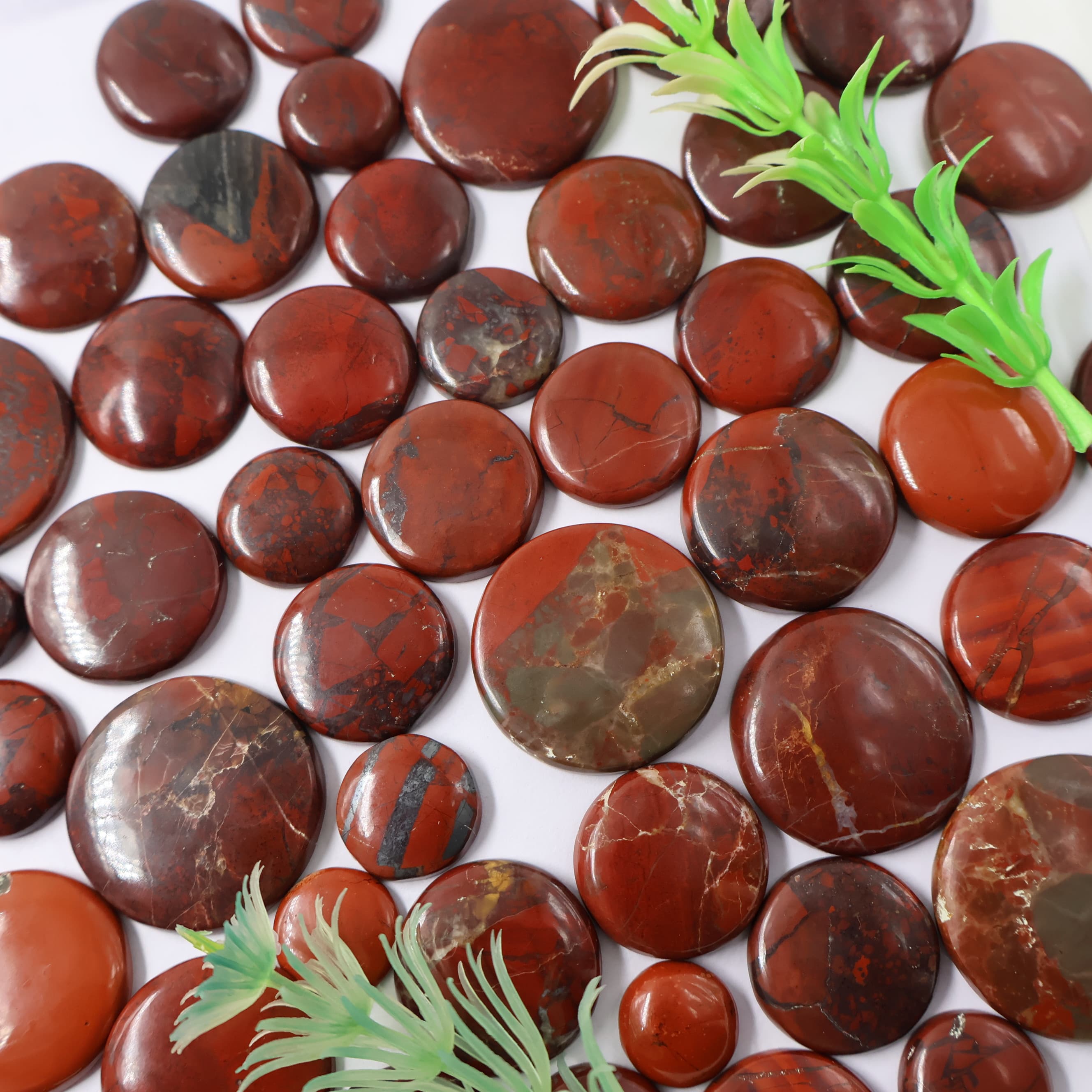 Natural Red Jasper Round Shape -Size Gemstone (Cabochon )  Red Jasper 