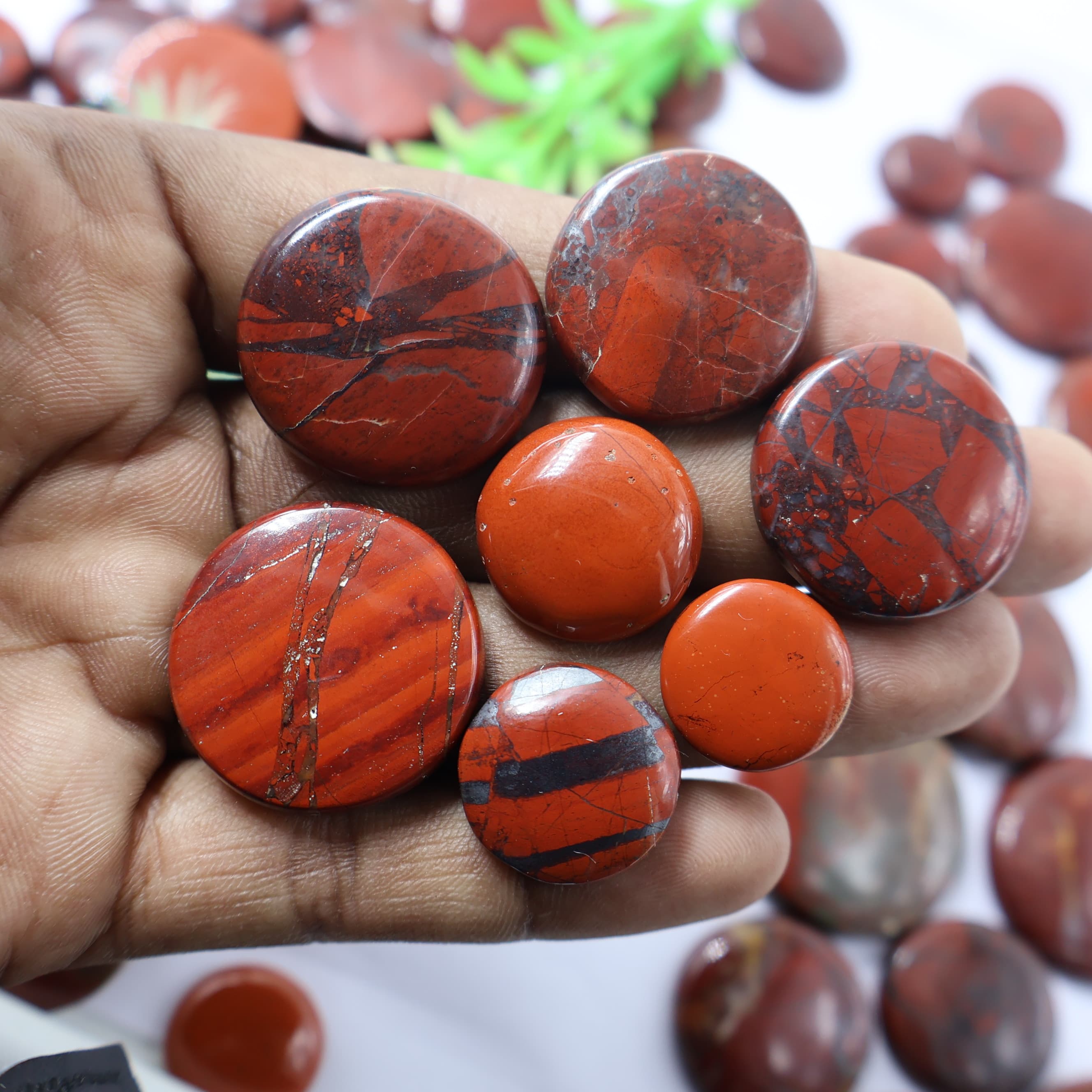 Natural Red Jasper Round Shape -Size Gemstone (Cabochon )  Red Jasper 