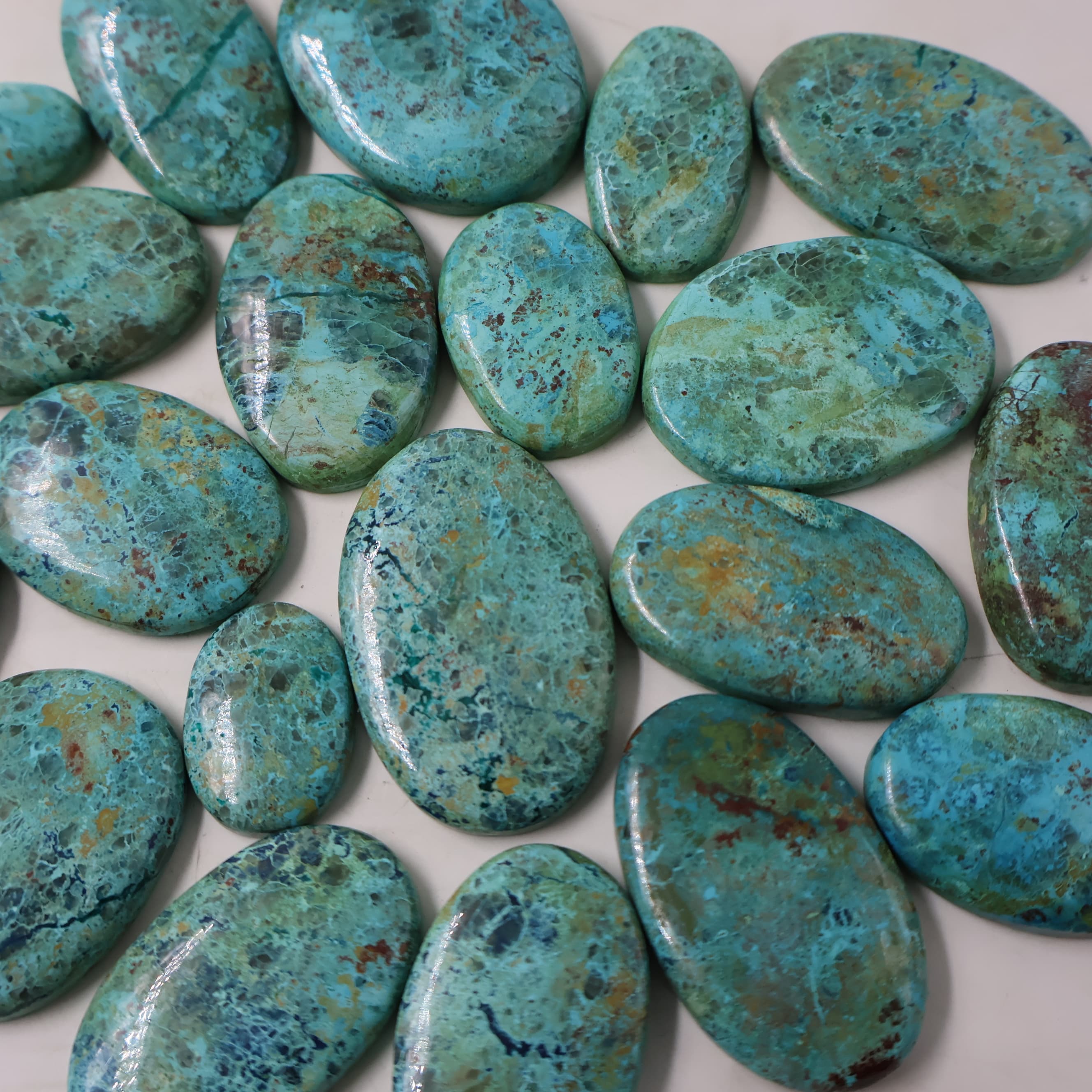 Natural Chrysocolla Oval Shape -Size Gemstone (Cabochon ) Chrysocolla 