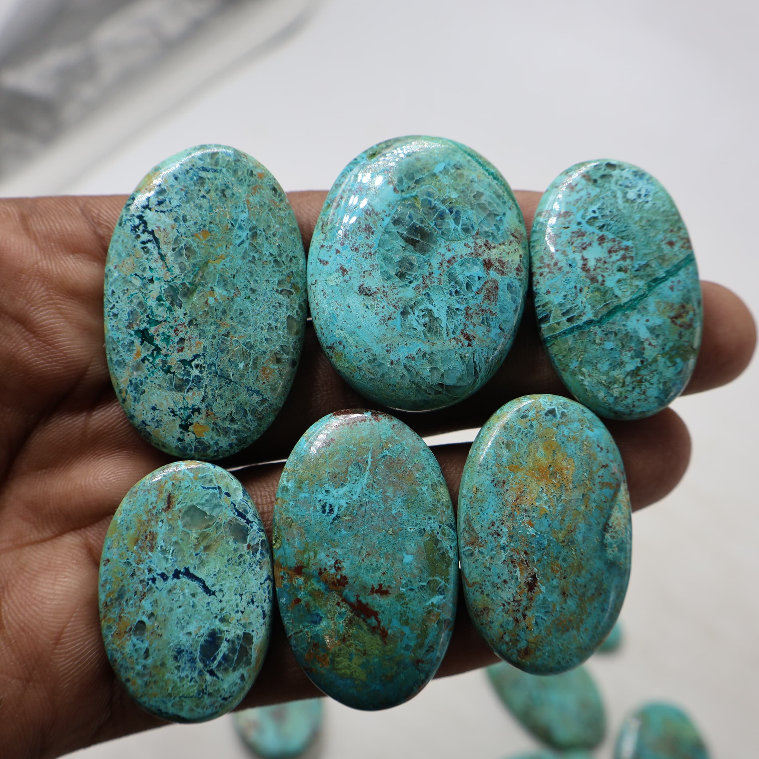 Natural Chrysocolla Oval Shape -Size Gemstone (Cabochon ) Chrysocolla 