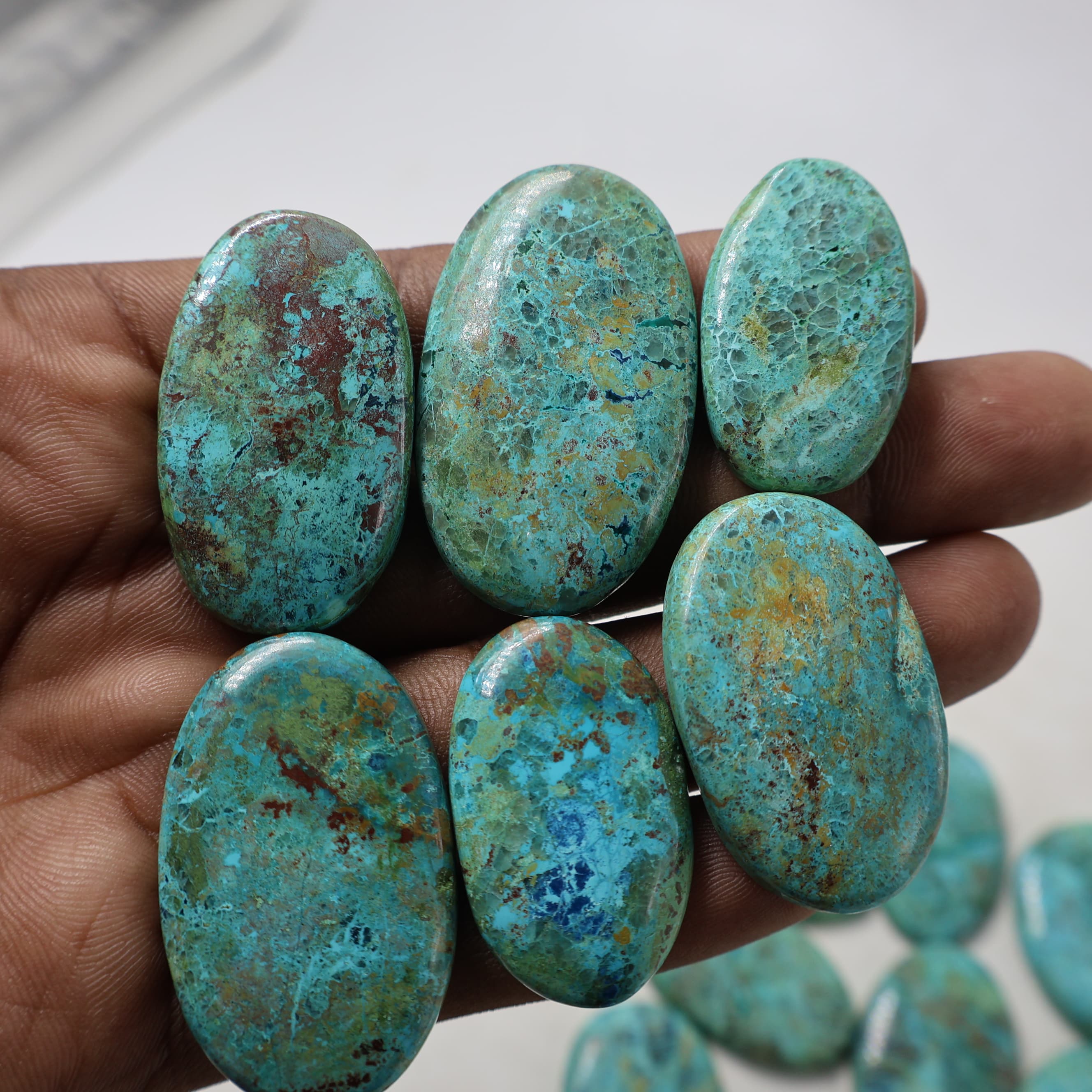 Natural Chrysocolla Oval Shape -Size Gemstone (Cabochon ) Chrysocolla 