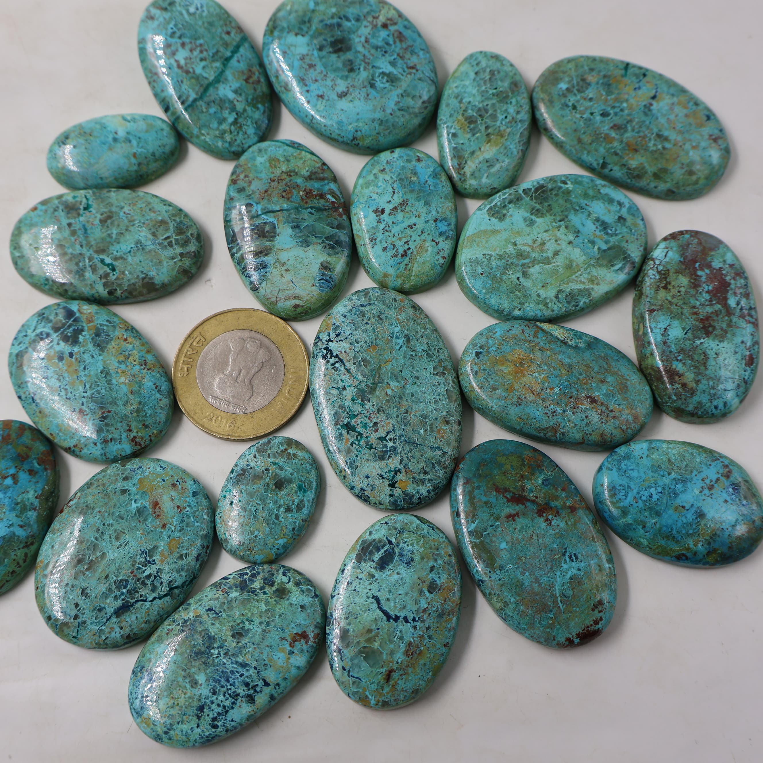 Natural Chrysocolla Oval Shape -Size Gemstone (Cabochon ) Chrysocolla 