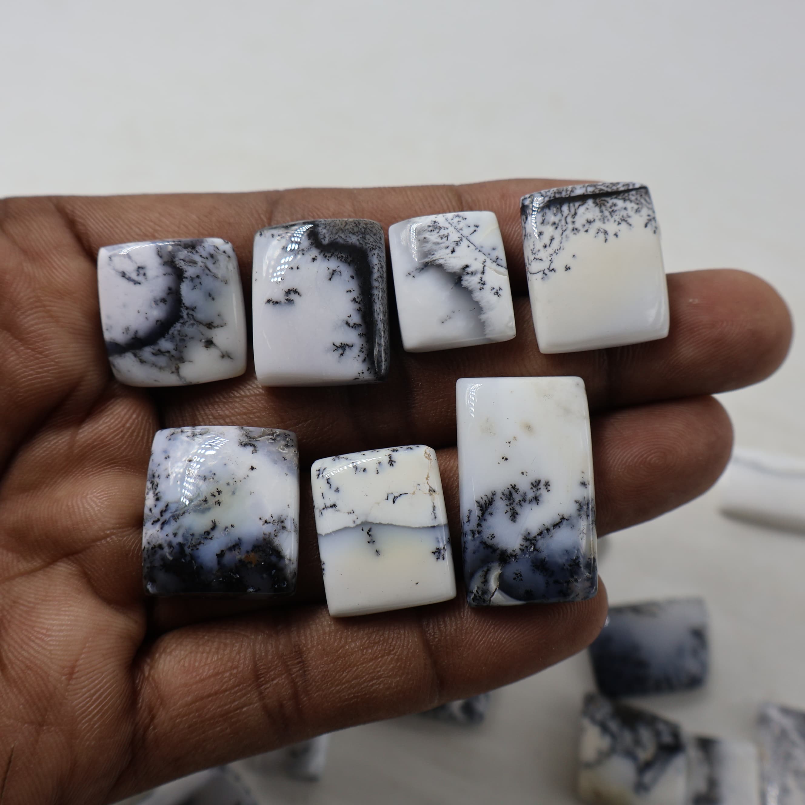 Natural Dendrite Opal Square Shape -Size Gemstone (Cabochon ) Dendrite Opal