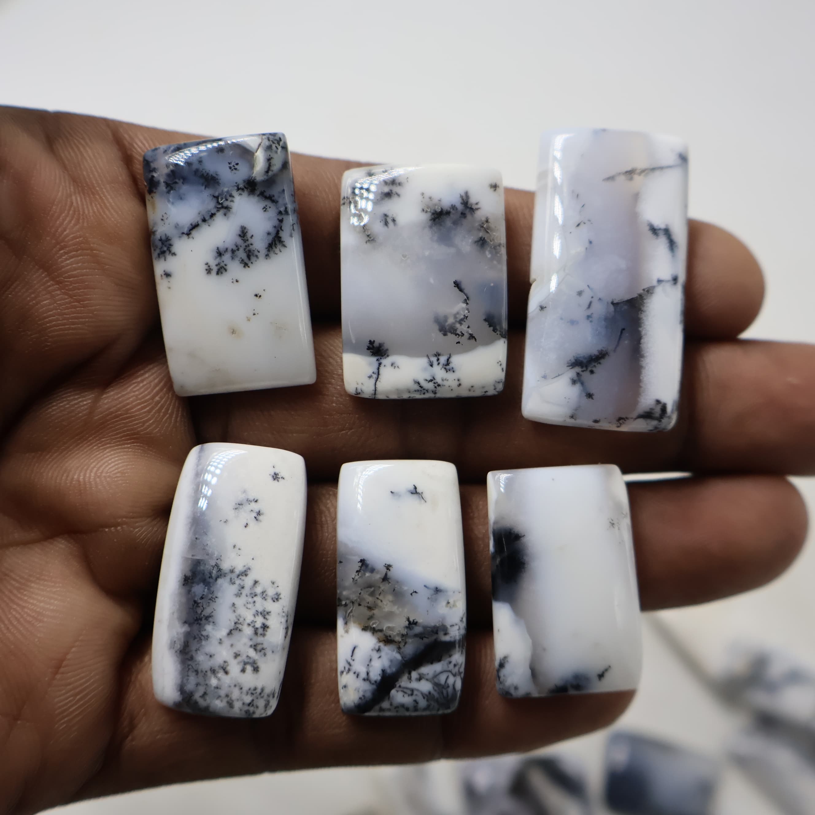 Natural Dendrite Opal Square Shape -Size Gemstone (Cabochon ) Dendrite Opal