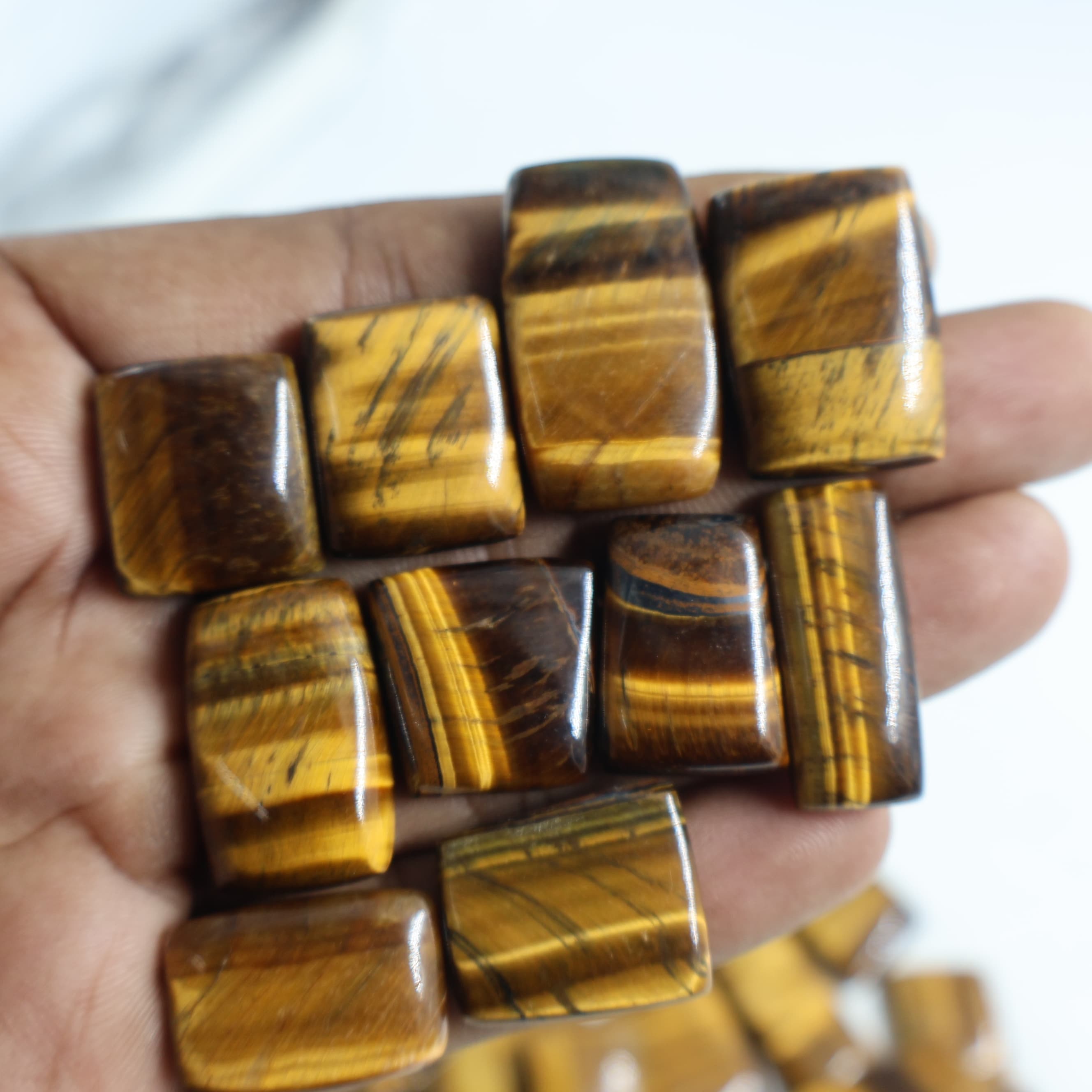 Natural Tiger Eye  Square Shape -Size Gemstone (Cabochon ) Tiger Eye
