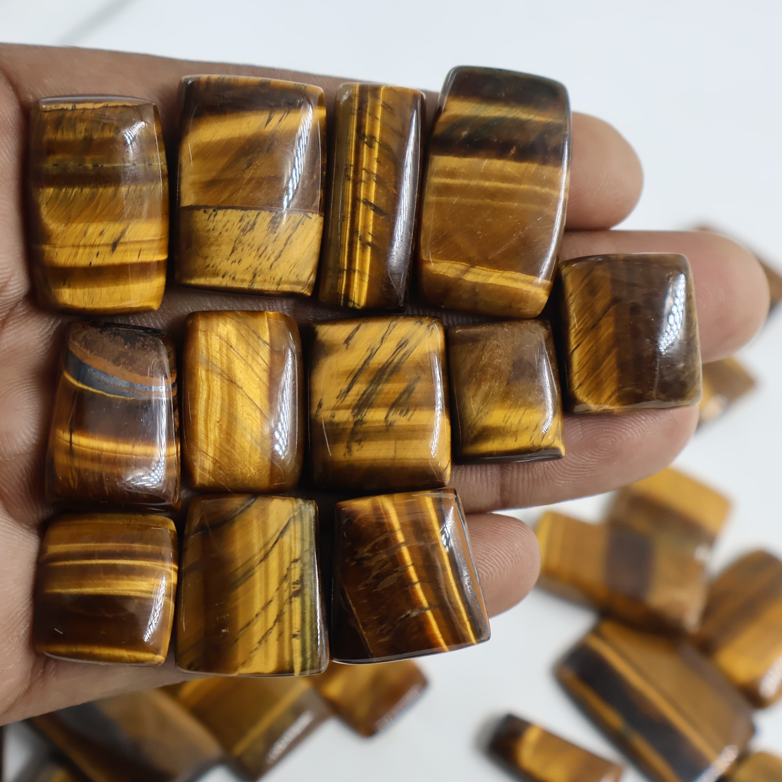 Natural Tiger Eye  Square Shape -Size Gemstone (Cabochon ) Tiger Eye