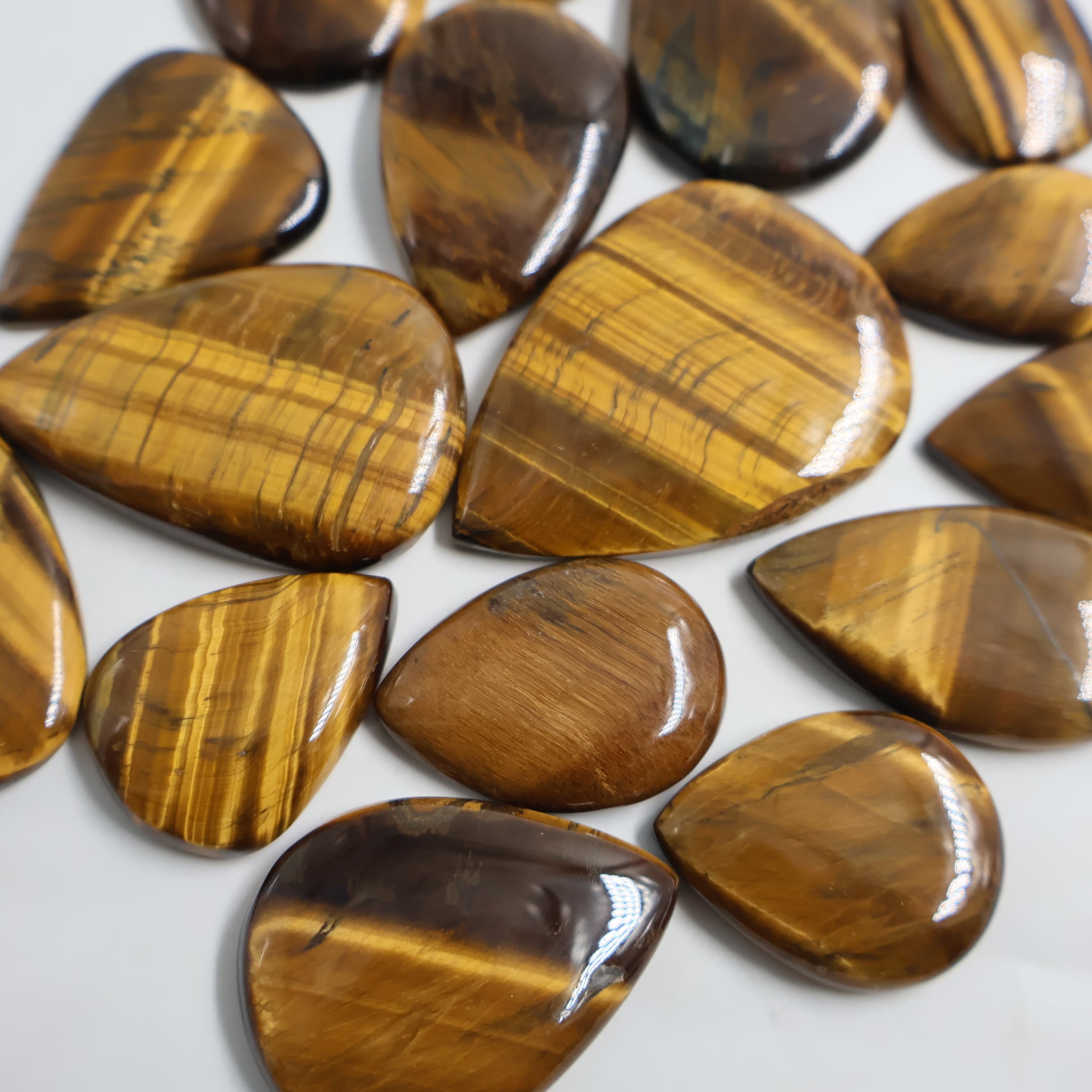 Natural Tiger Eye  Oval Pear -Size Gemstone (Cabochon ) Tiger Eye
