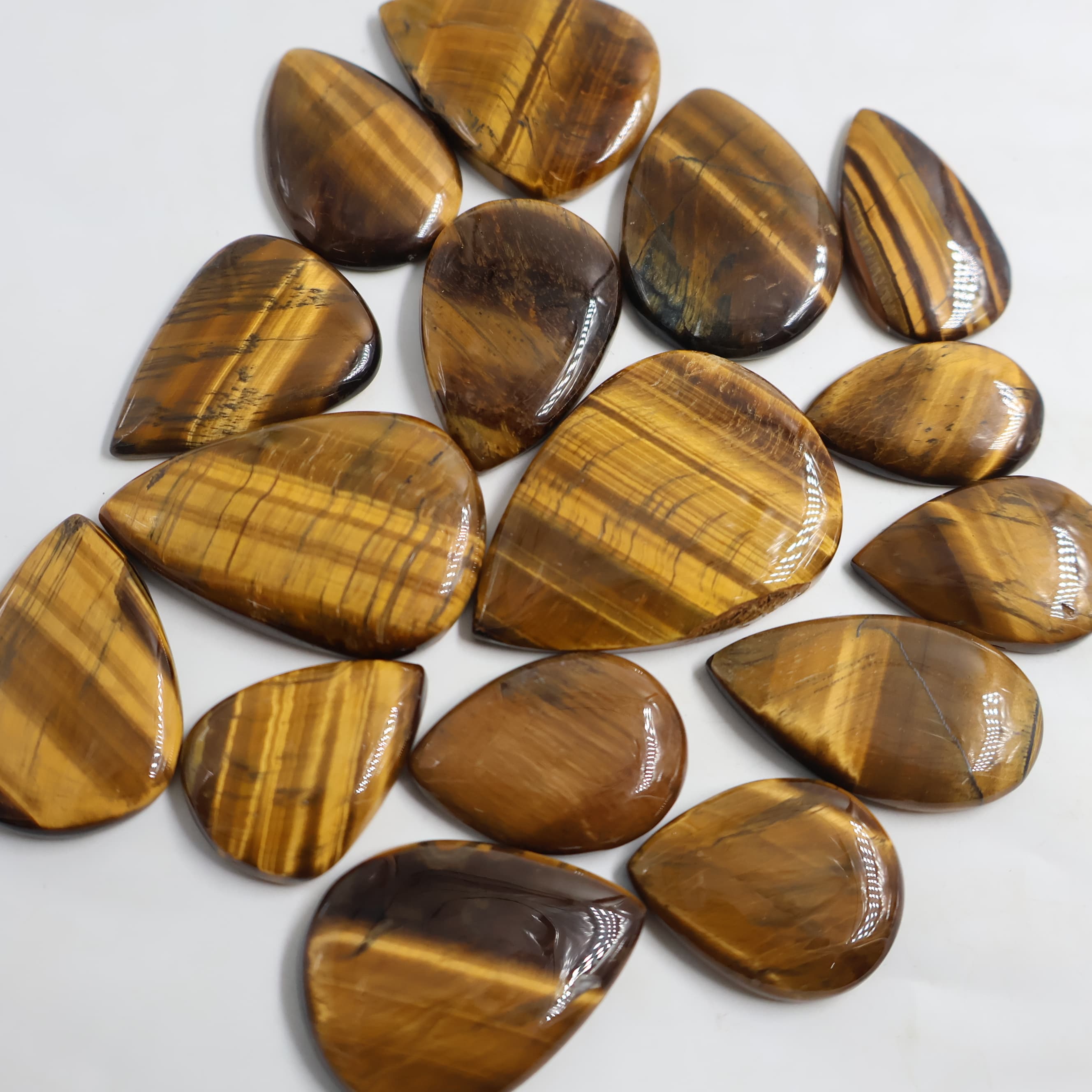 Natural Tiger Eye  Oval Pear -Size Gemstone (Cabochon ) Tiger Eye