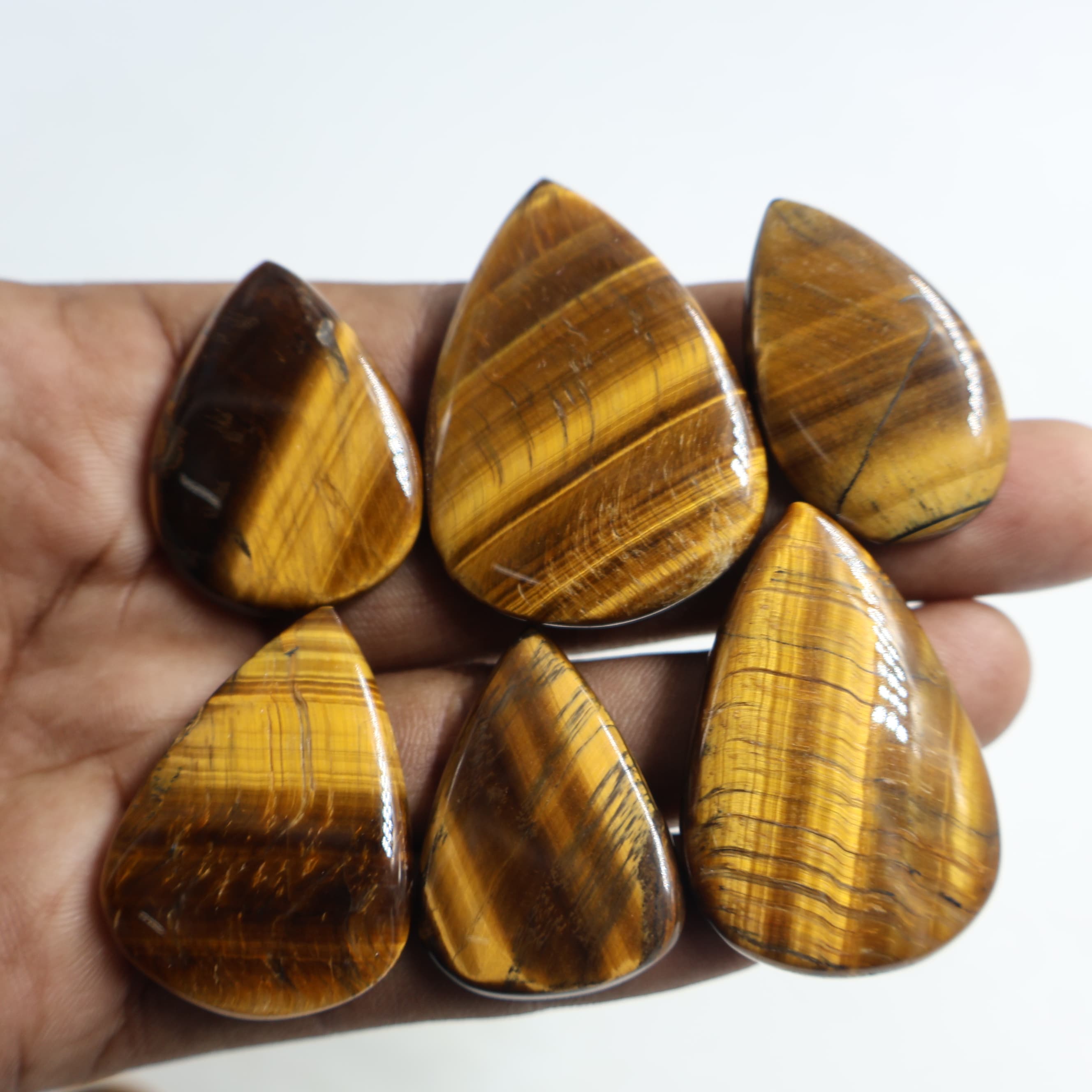 Natural Tiger Eye  Oval Pear -Size Gemstone (Cabochon ) Tiger Eye