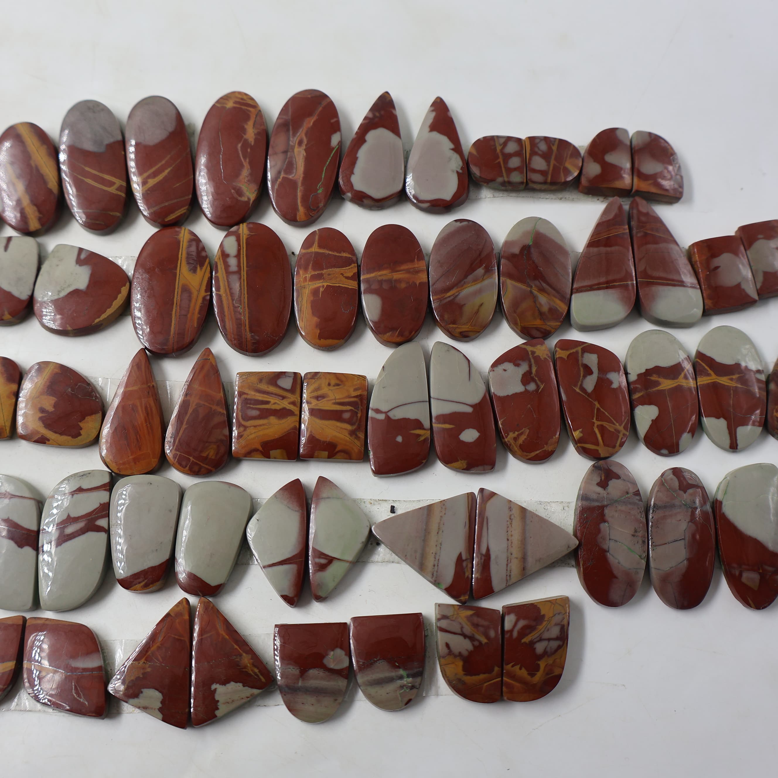 Natural Nooreena Jasper Pair Mix  -Size Gemstone (Cabochon ) Tiger Eye