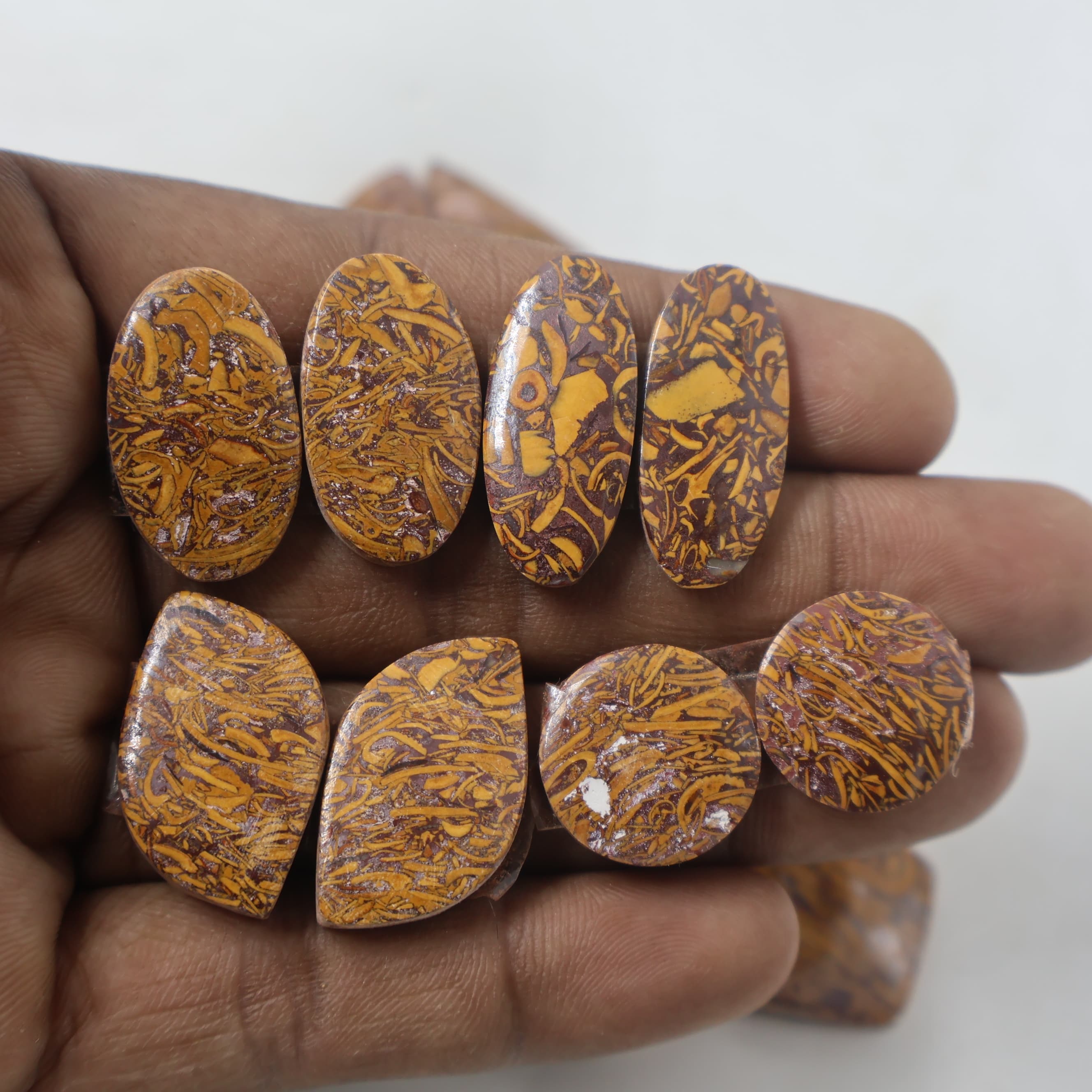 Natural Mariam Jasper Pair Mix  -Size Gemstone (Cabochon ) Mariam Jasper 