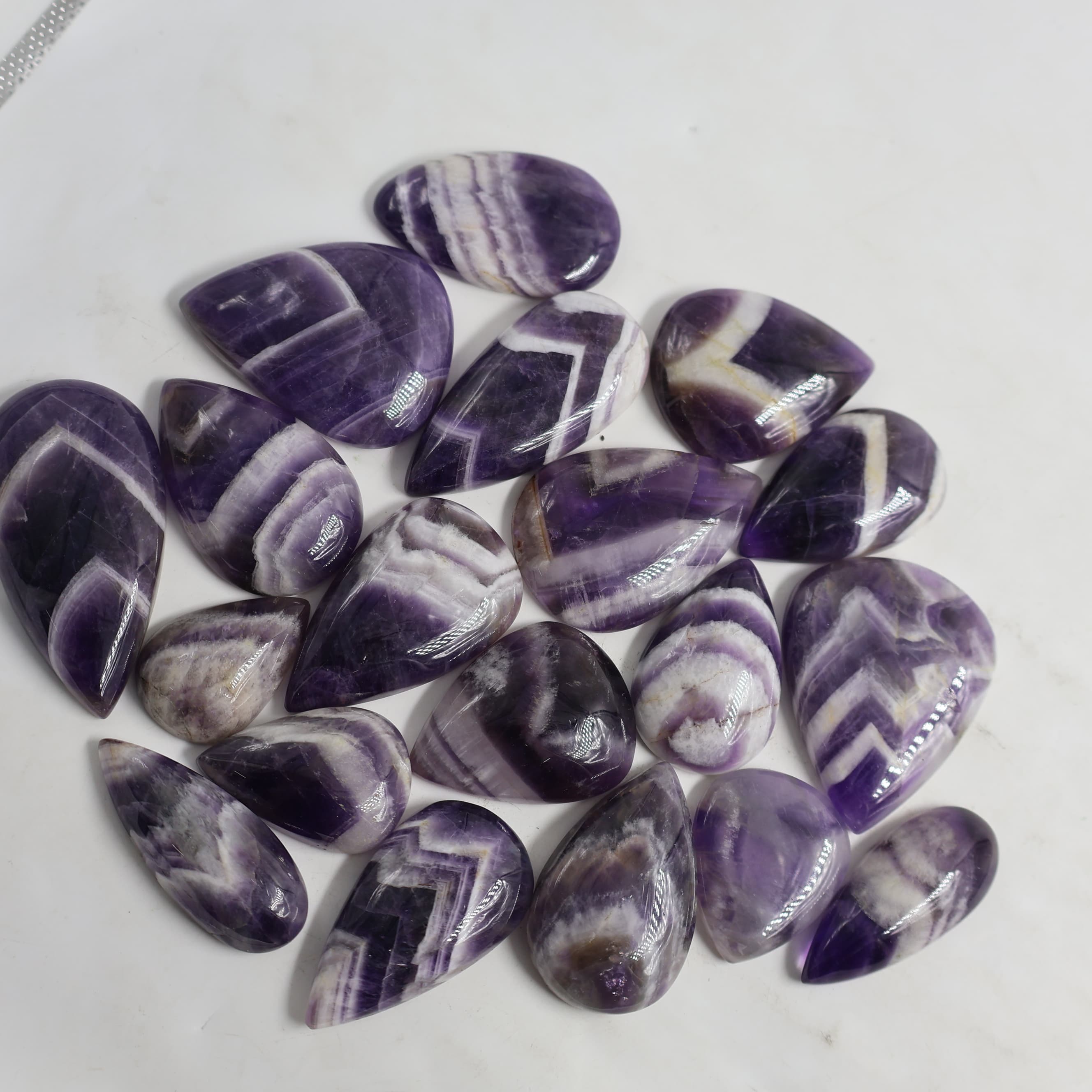 Natural Amethyst Lace  Pear -Size Gemstone (Cabochon )  Amethyst Lace