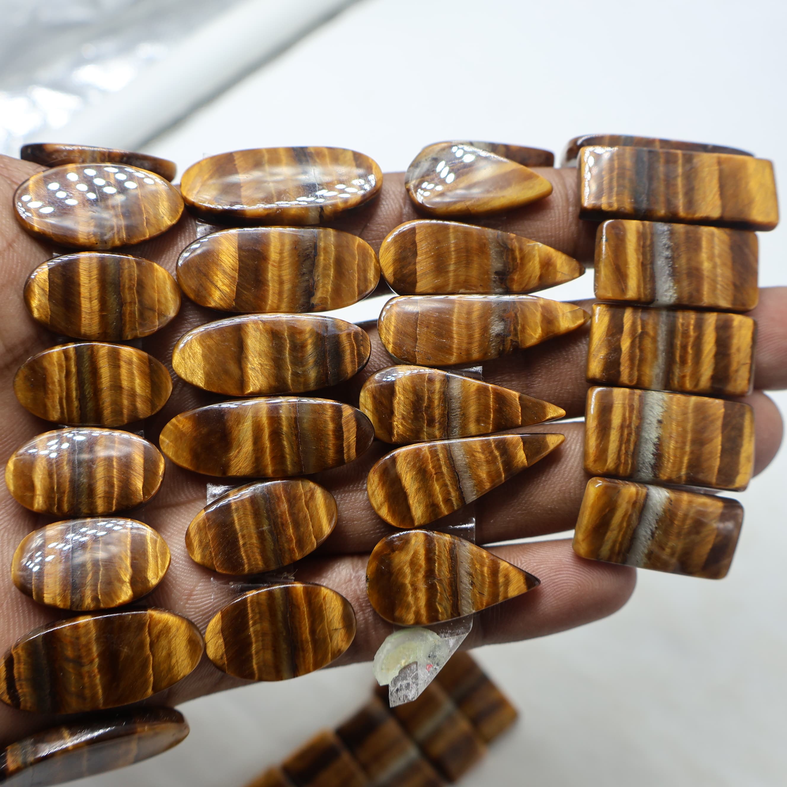 Natural Tiger eye  Pair Mix  -Size Gemstone (Cabochon ) Tiger eye  