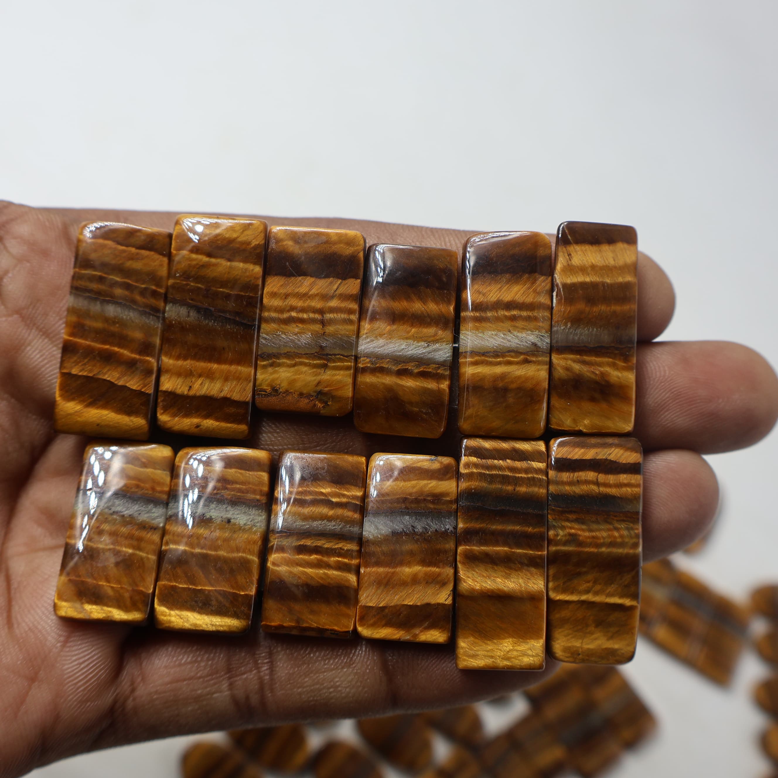 Natural Tiger eye  Pair Mix  -Size Gemstone (Cabochon ) Tiger eye  