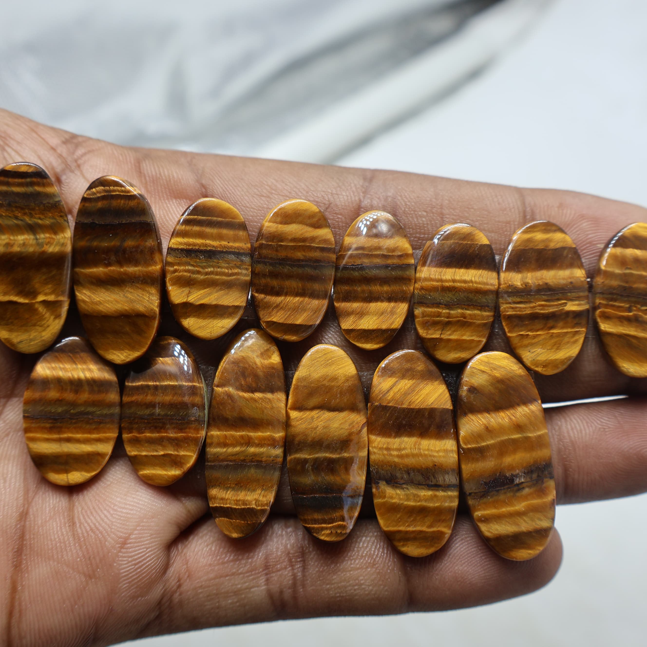 Natural Tiger eye  Pair Mix  -Size Gemstone (Cabochon ) Tiger eye  