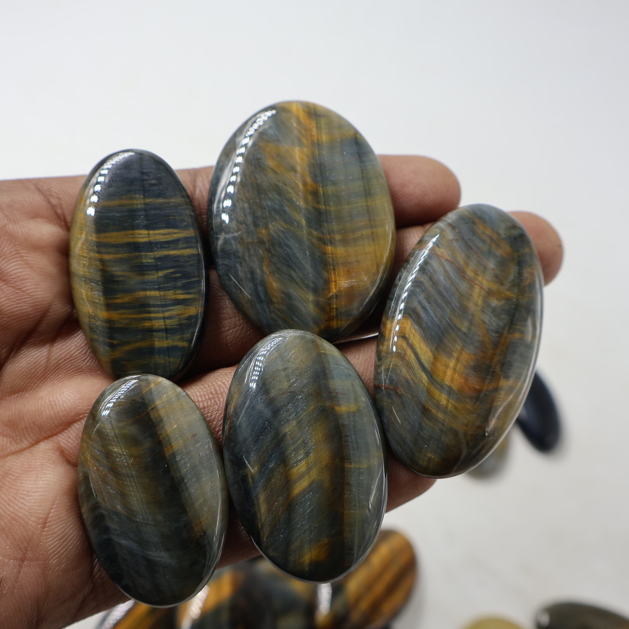Natural Multi Tiger eye Oval -Size Gemstone (Cabochon ) Multi Tiger eye  