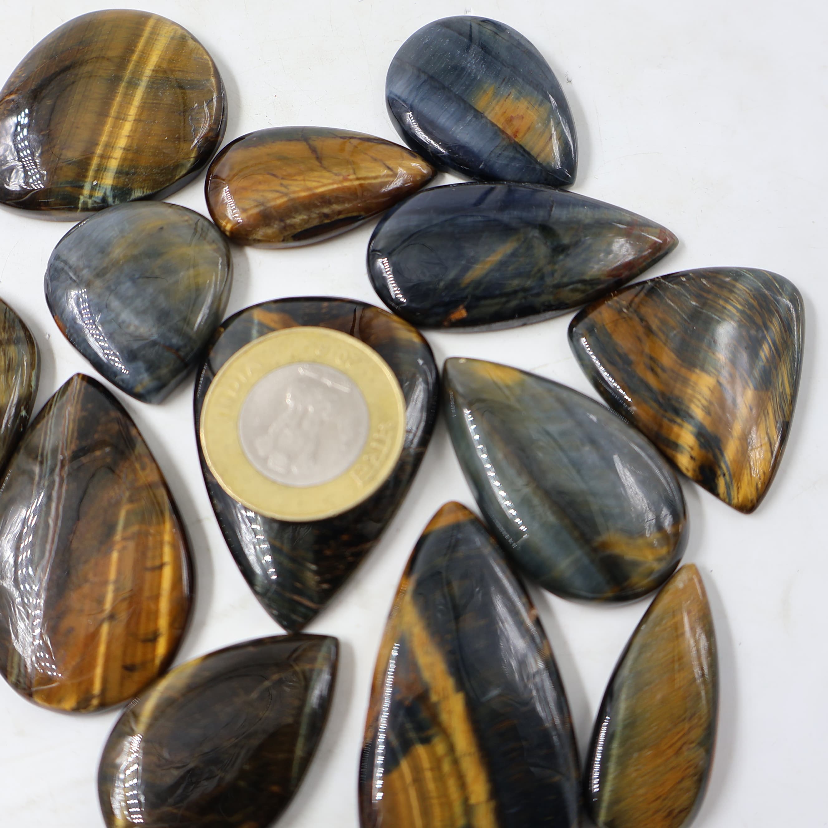 Natural Multi Tiger eye Oval -Size Gemstone (Cabochon ) Multi Tiger eye  