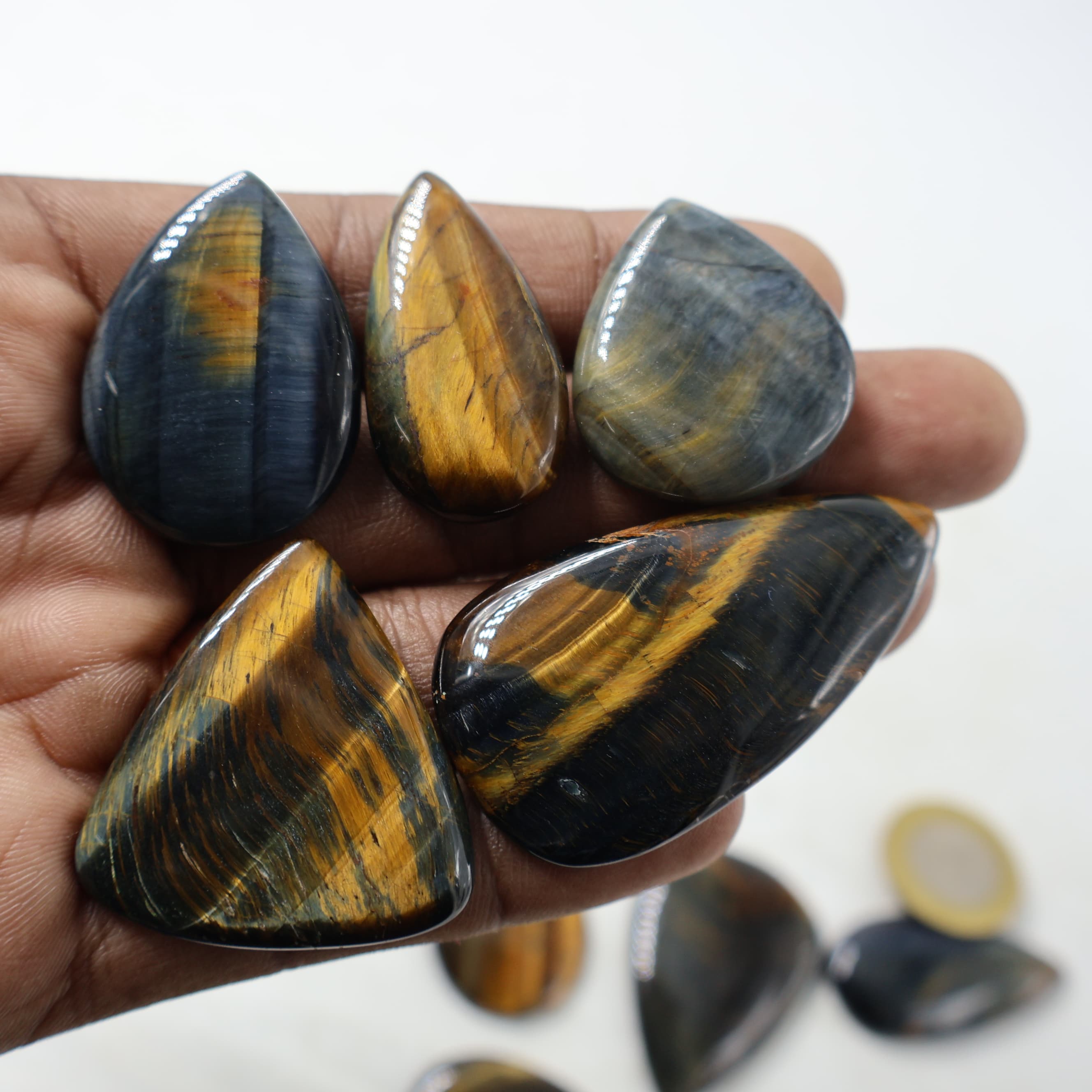Natural Multi Tiger eye Oval -Size Gemstone (Cabochon ) Multi Tiger eye  
