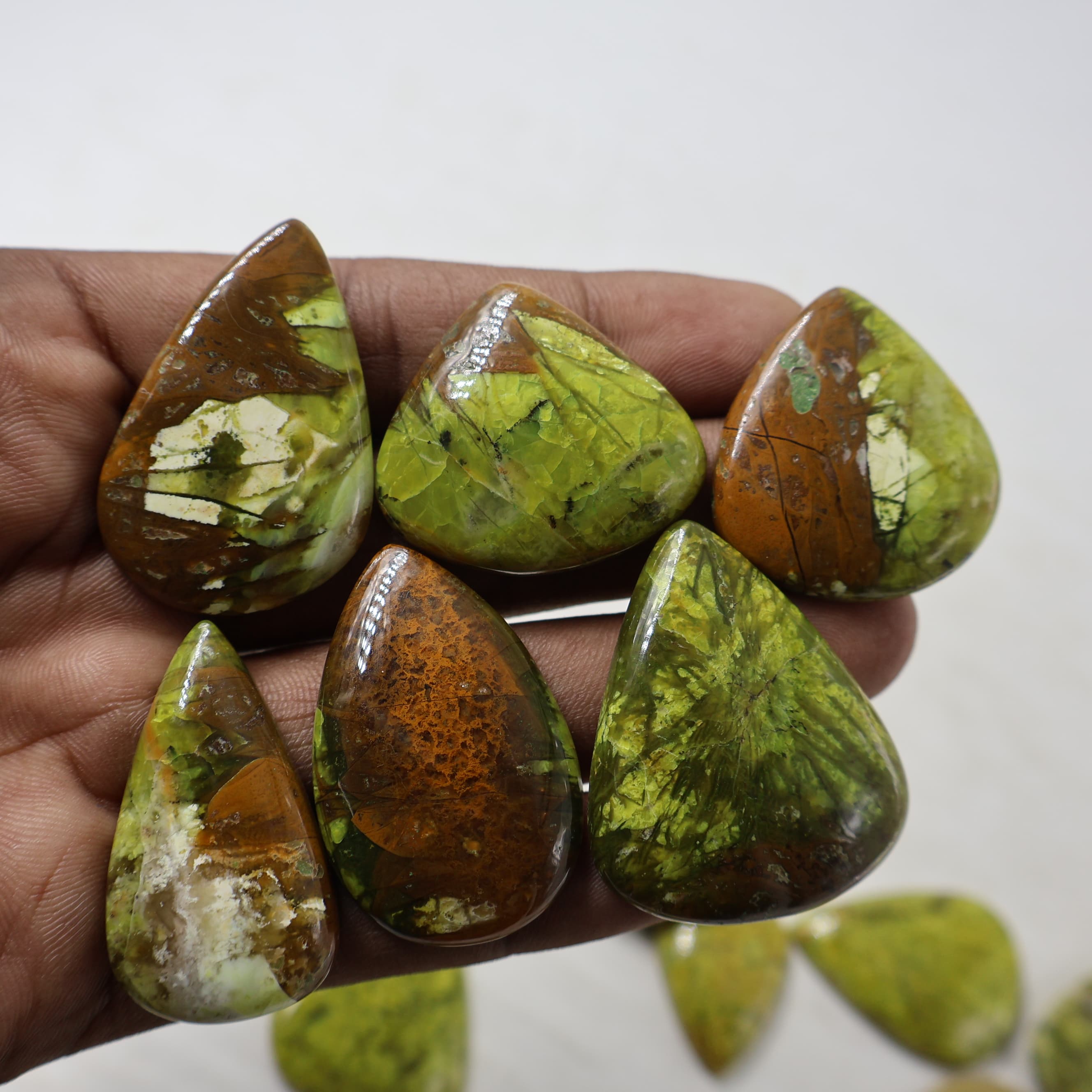Natural Green Opal  Pear -Size Gemstone (Cabochon ) Green Opal  