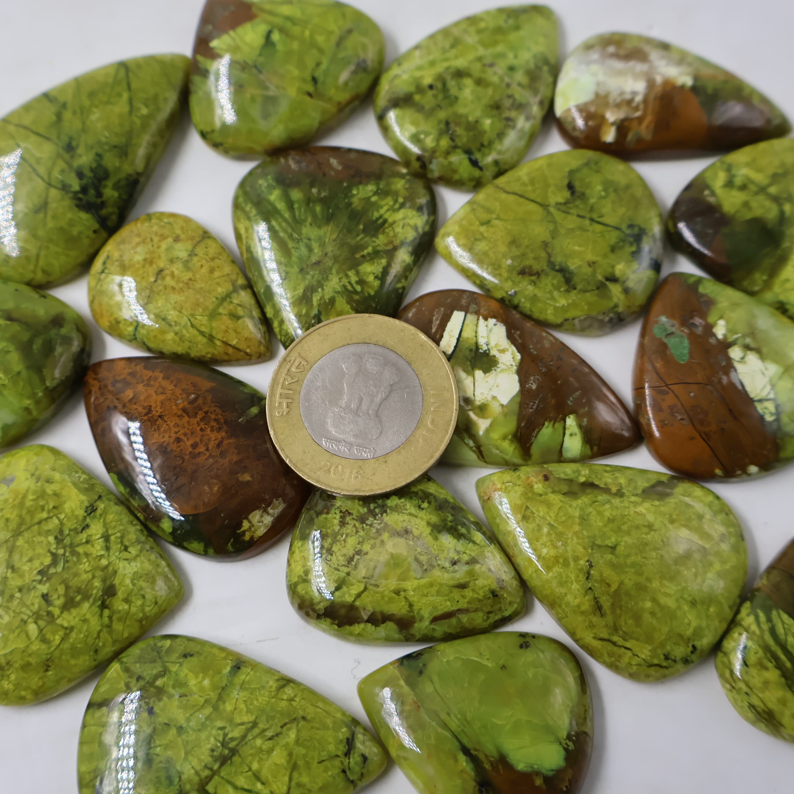 Natural Green Opal  Pear -Size Gemstone (Cabochon ) Green Opal  