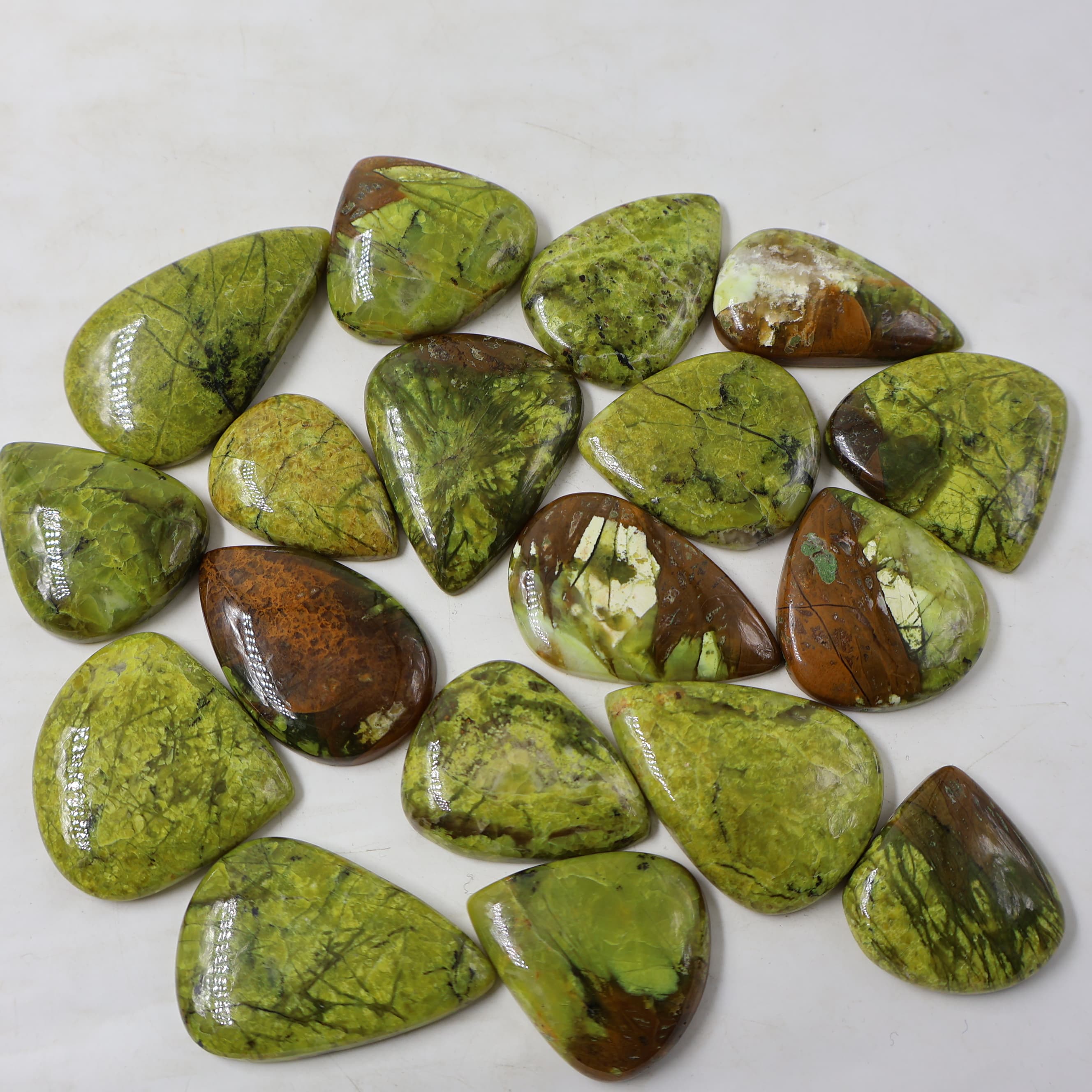 Natural Green Opal  Pear -Size Gemstone (Cabochon ) Green Opal  