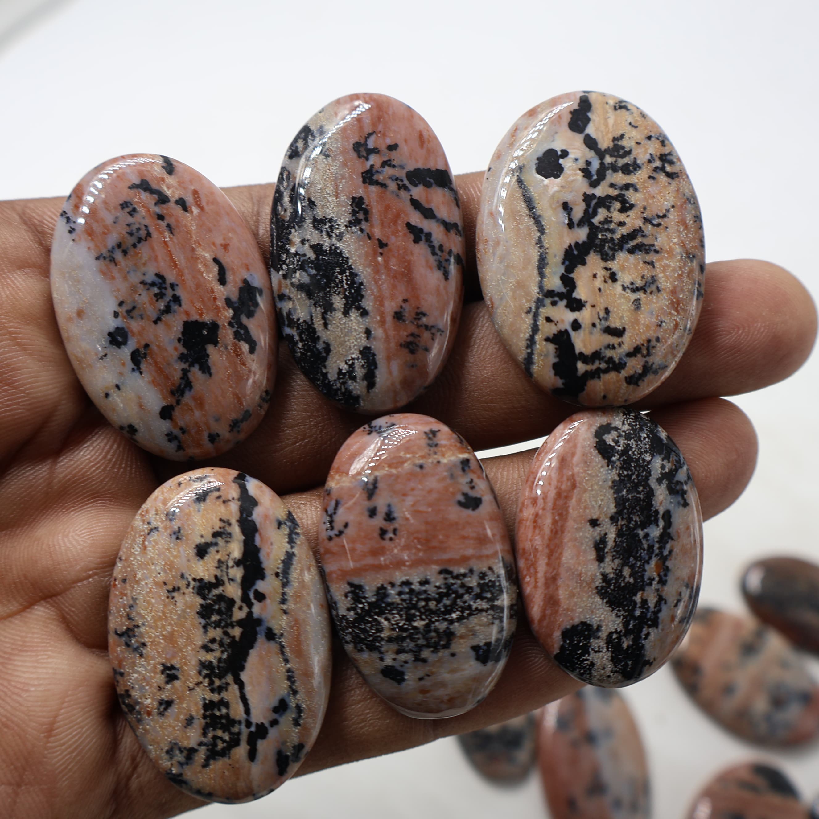Natural Honey Dendrite Oval -Size Gemstone (Cabochon ) Honey Dendrite 