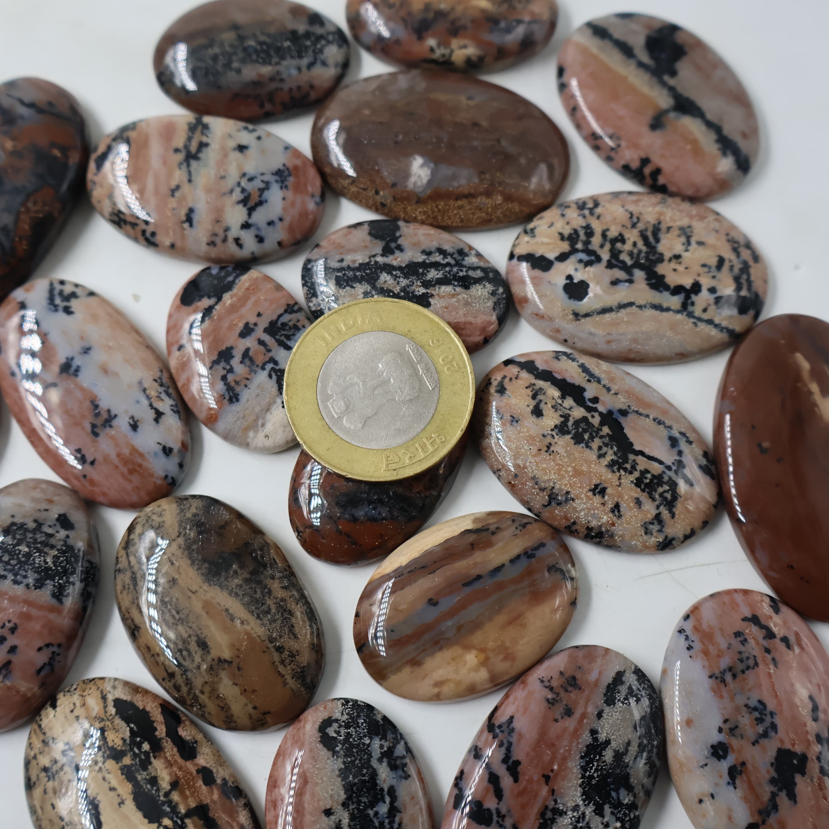 Natural Honey Dendrite Oval -Size Gemstone (Cabochon ) Honey Dendrite 