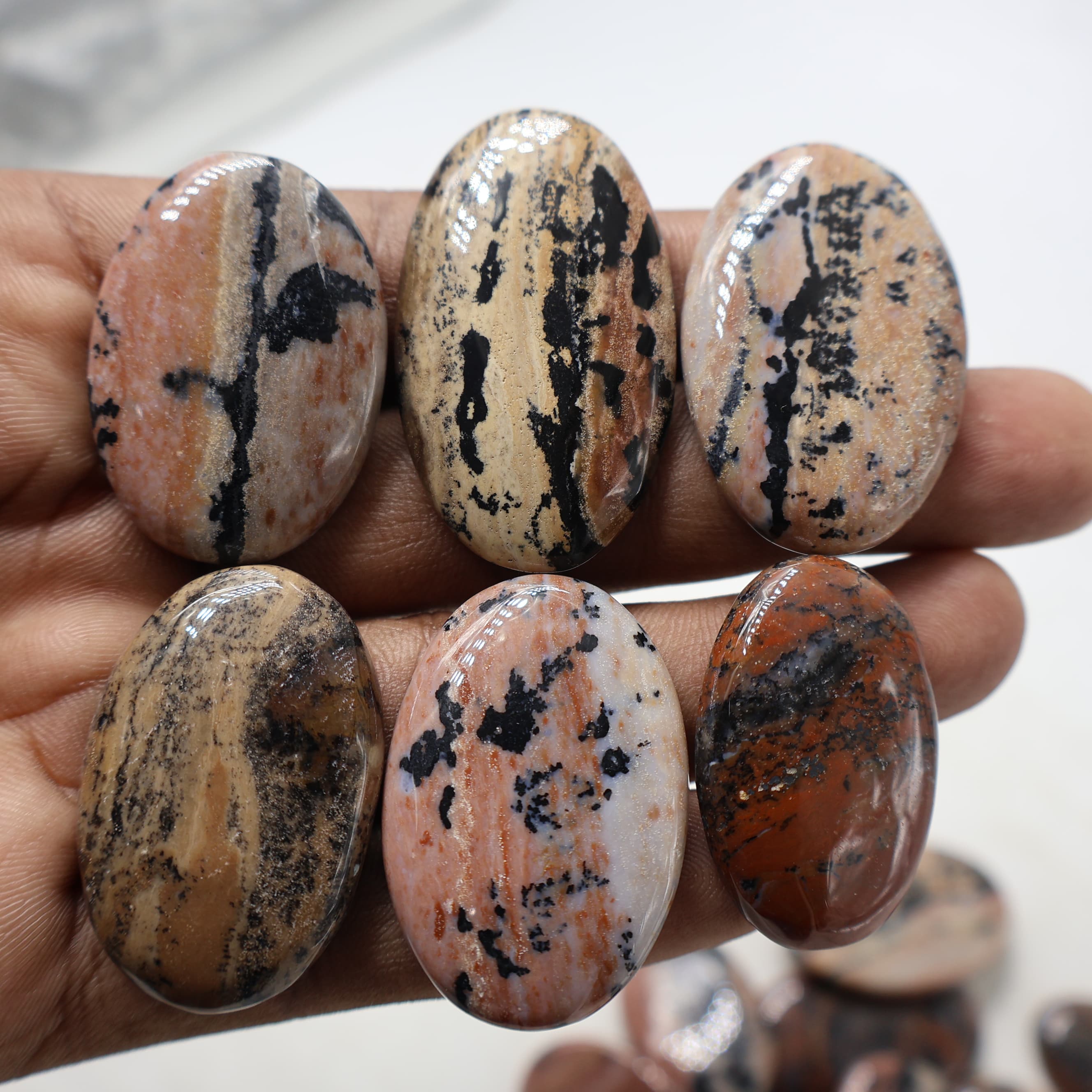 Natural Honey Dendrite Oval -Size Gemstone (Cabochon ) Honey Dendrite 