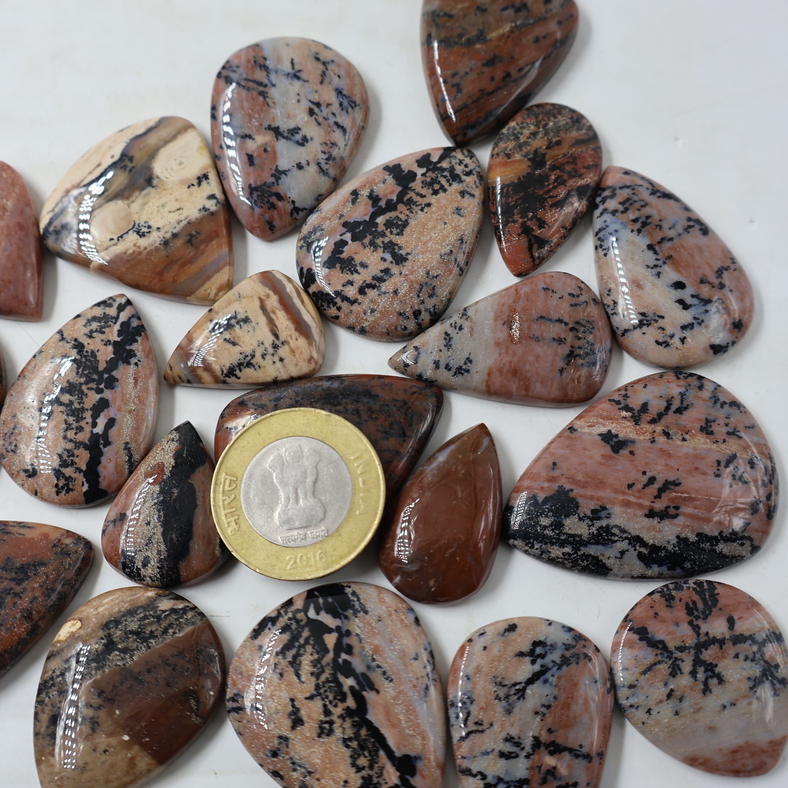 Natural Honey Dendrite Pear  -Size Gemstone (Cabochon ) Honey Dendrite 