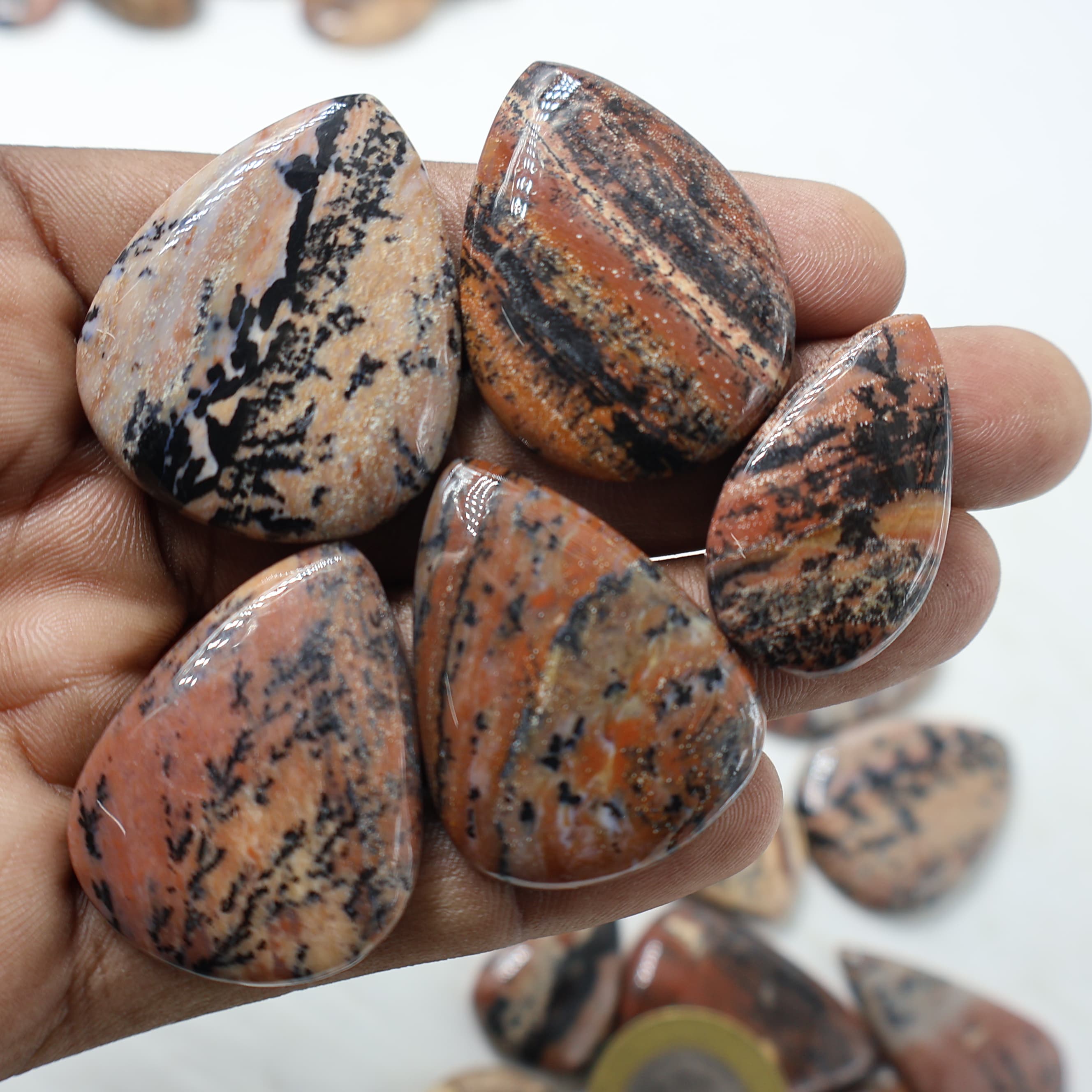 Natural Honey Dendrite Pear  -Size Gemstone (Cabochon ) Honey Dendrite 
