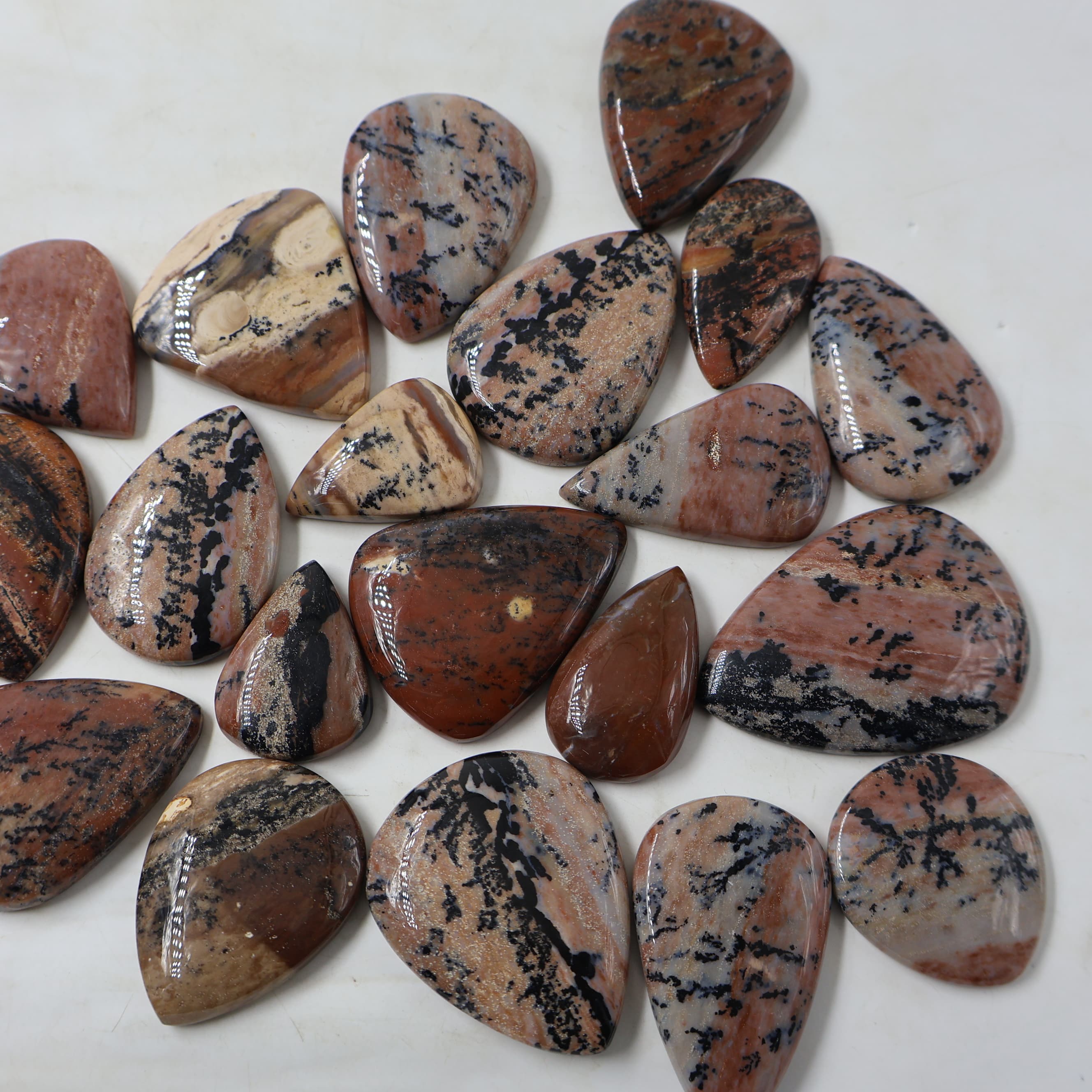 Natural Honey Dendrite Pear  -Size Gemstone (Cabochon ) Honey Dendrite 
