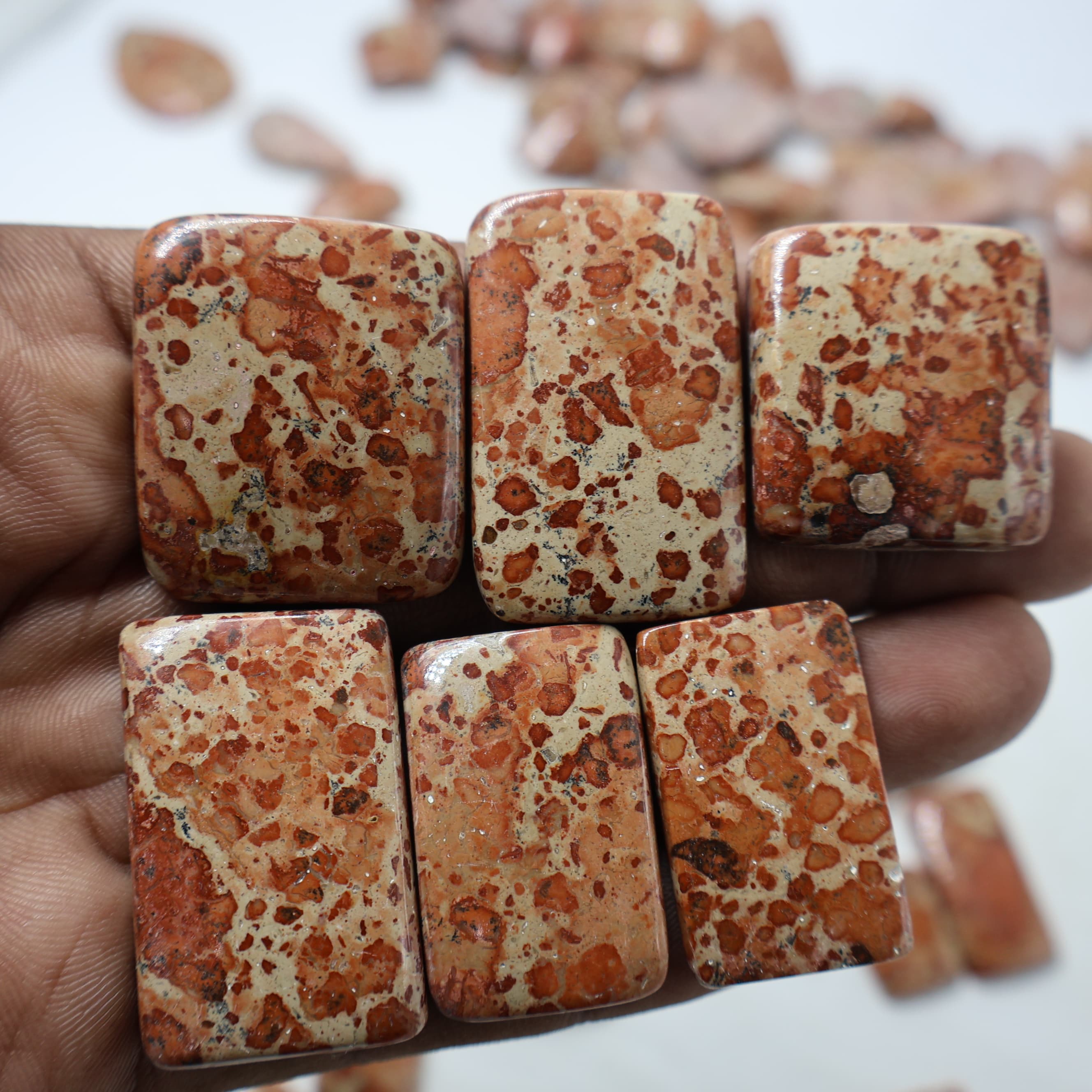Natural Asteroid Jasper Square -Size Gemstone (Cabochon ) Asteroid Jasper