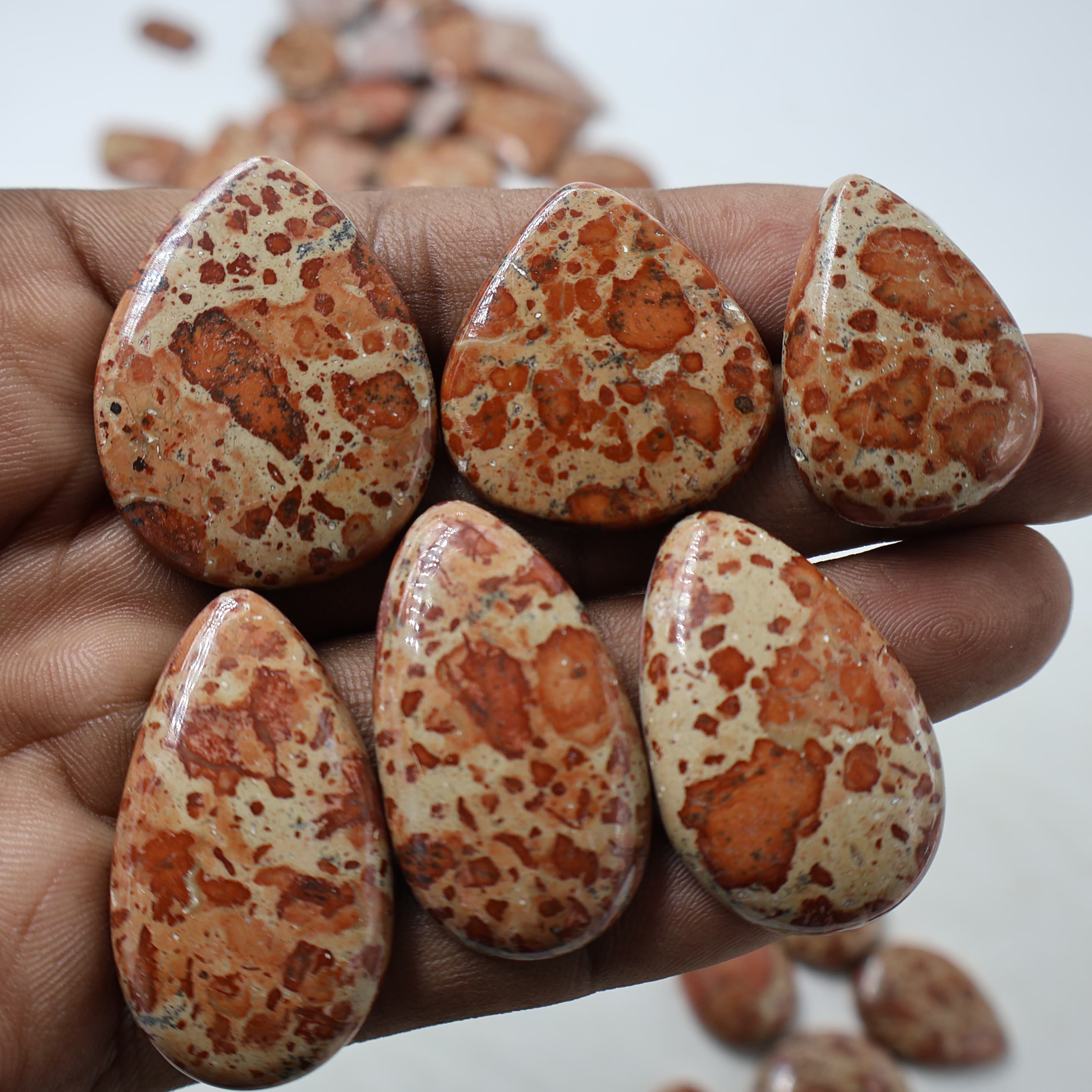 Natural Asteroid Jasper Pear -Size Gemstone (Cabochon ) Asteroid Jasper