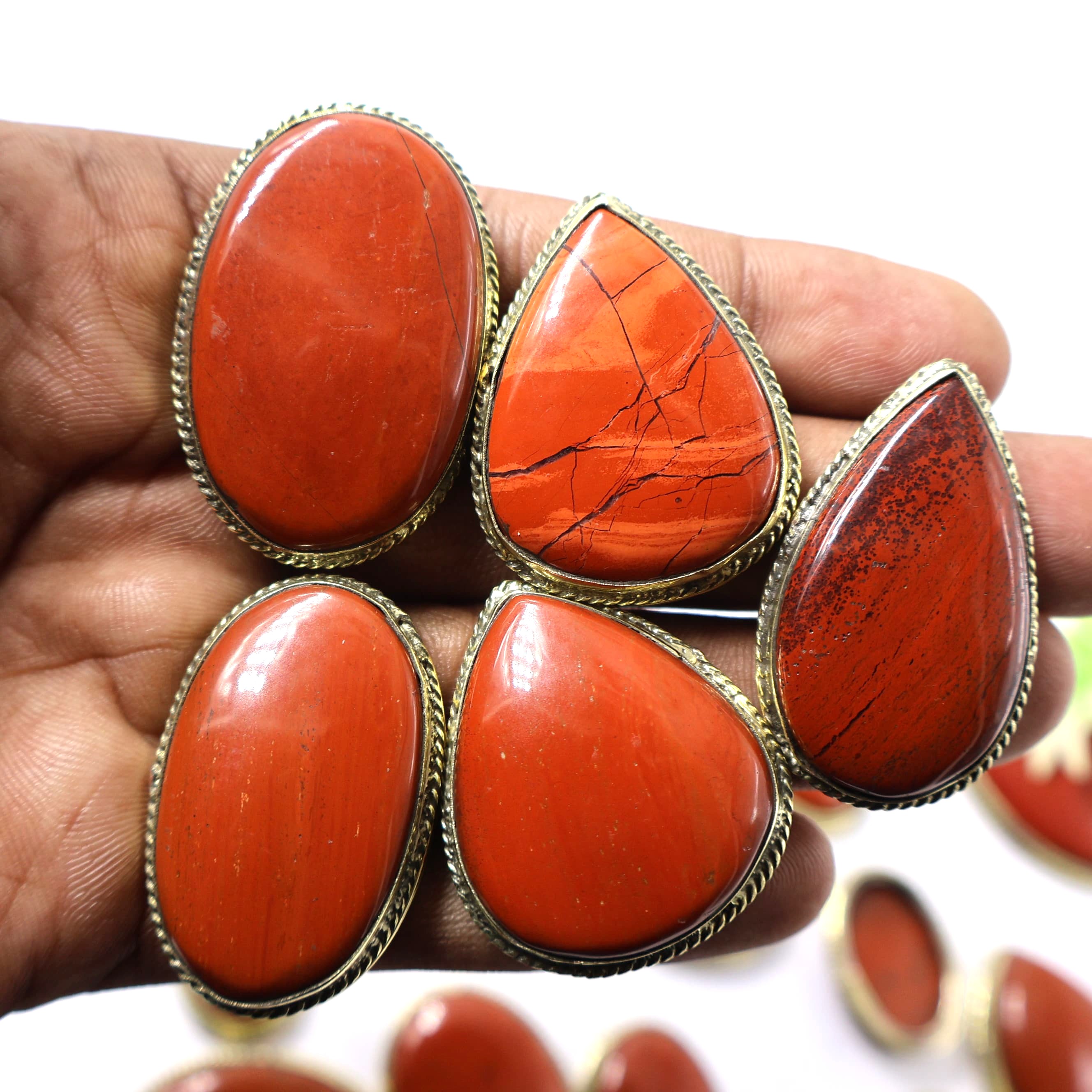 Natural Red Jasper Grooved Pendant Mix Shape -Size Gemstone (Cabochon ) Red Jasper 