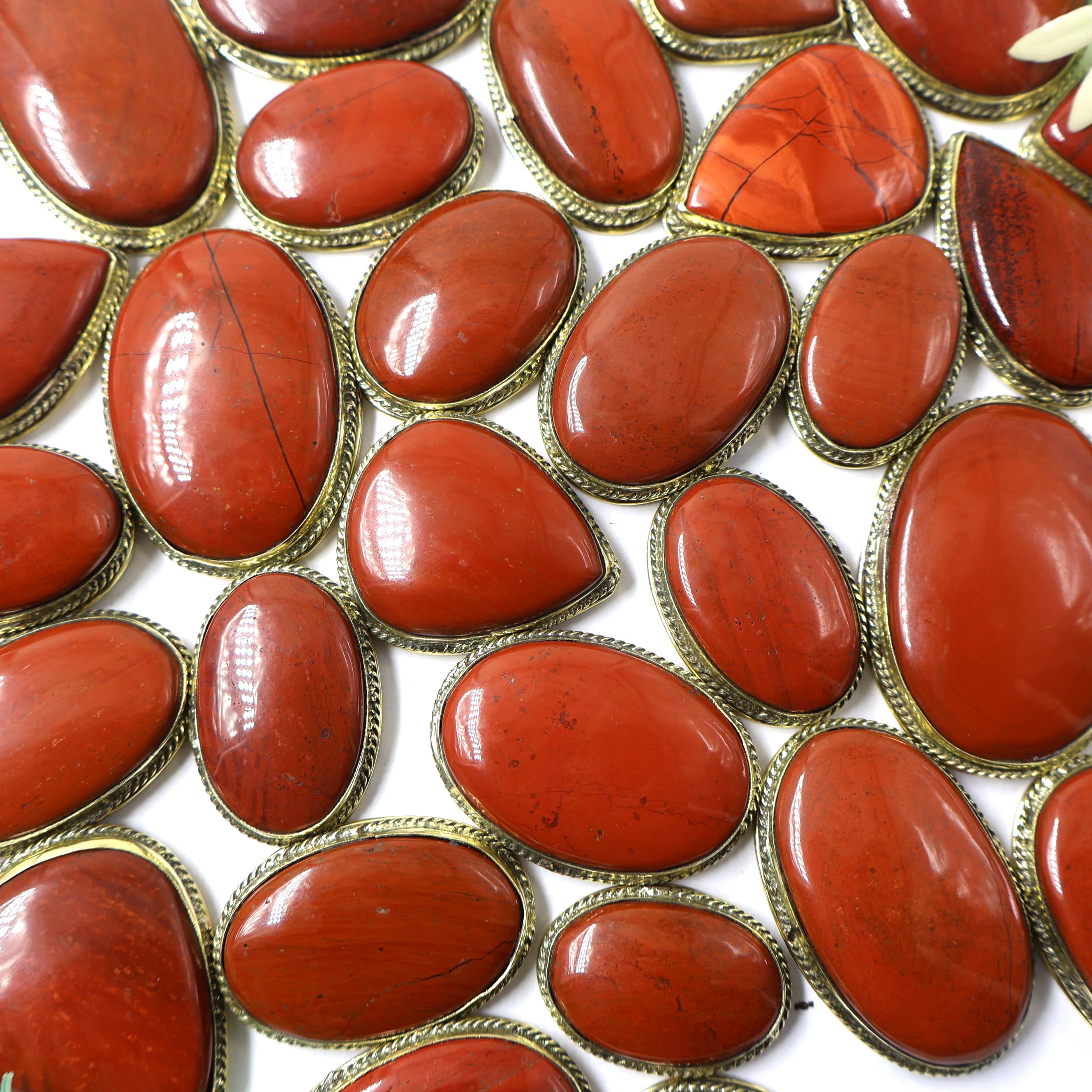 Natural Red Jasper Grooved Pendant Mix Shape -Size Gemstone (Cabochon ) Red Jasper 