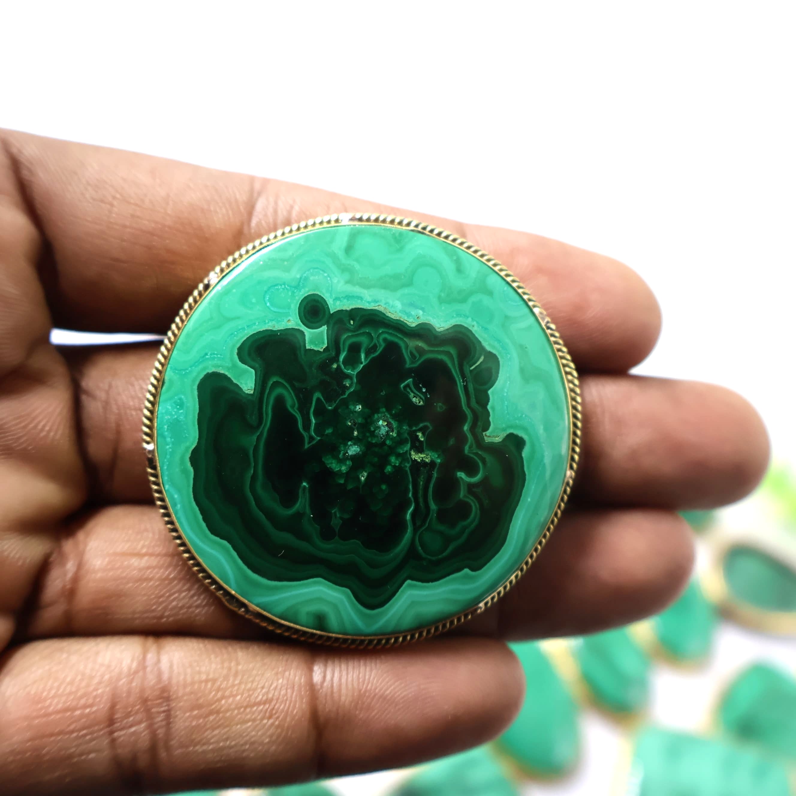 Natural Malachite Grooved Pendant Mix Shape -Size Gemstone (Cabochon ) Malachite 
