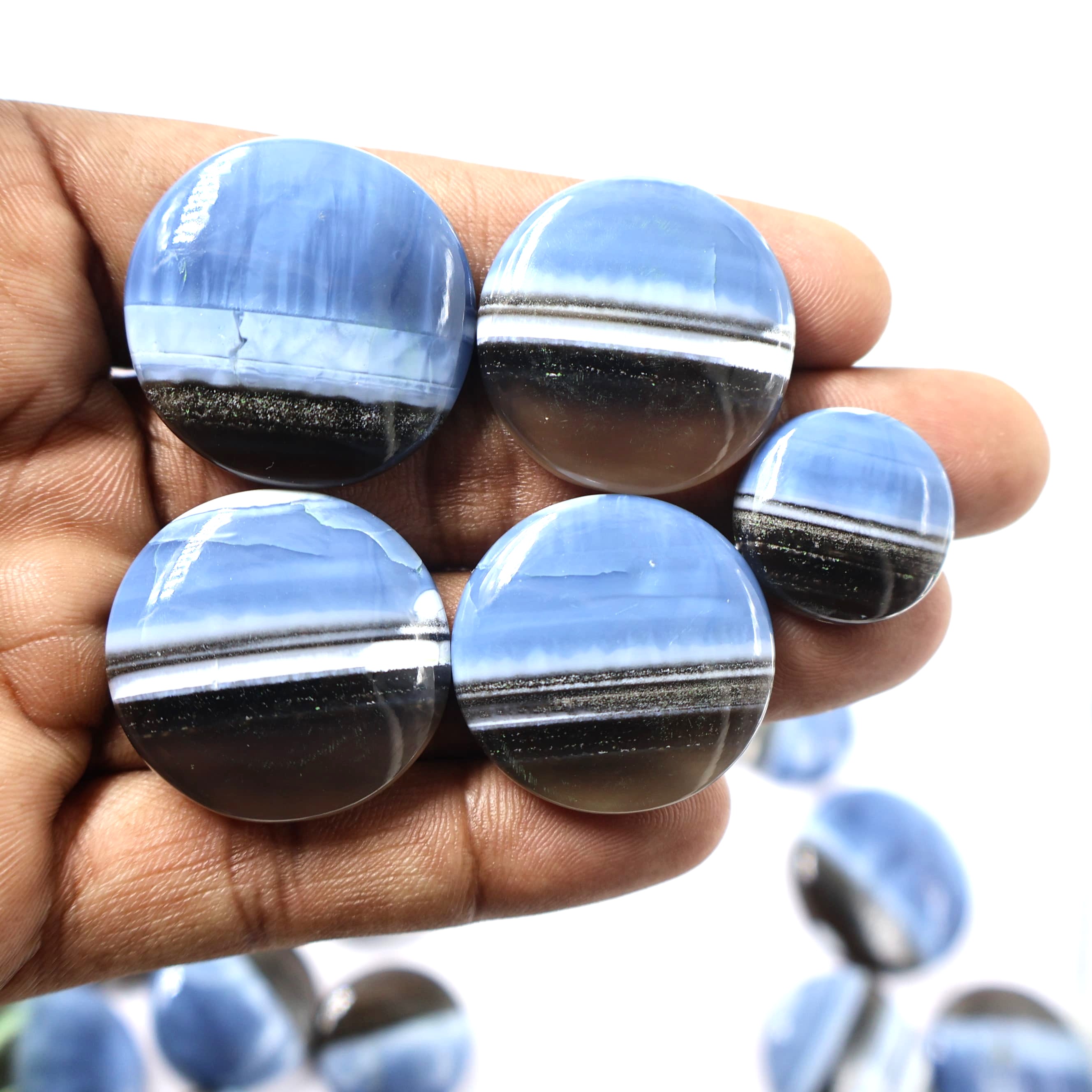 Natural Blue Opal Round Shape -Size Gemstone (Cabochon ) Blue Opal