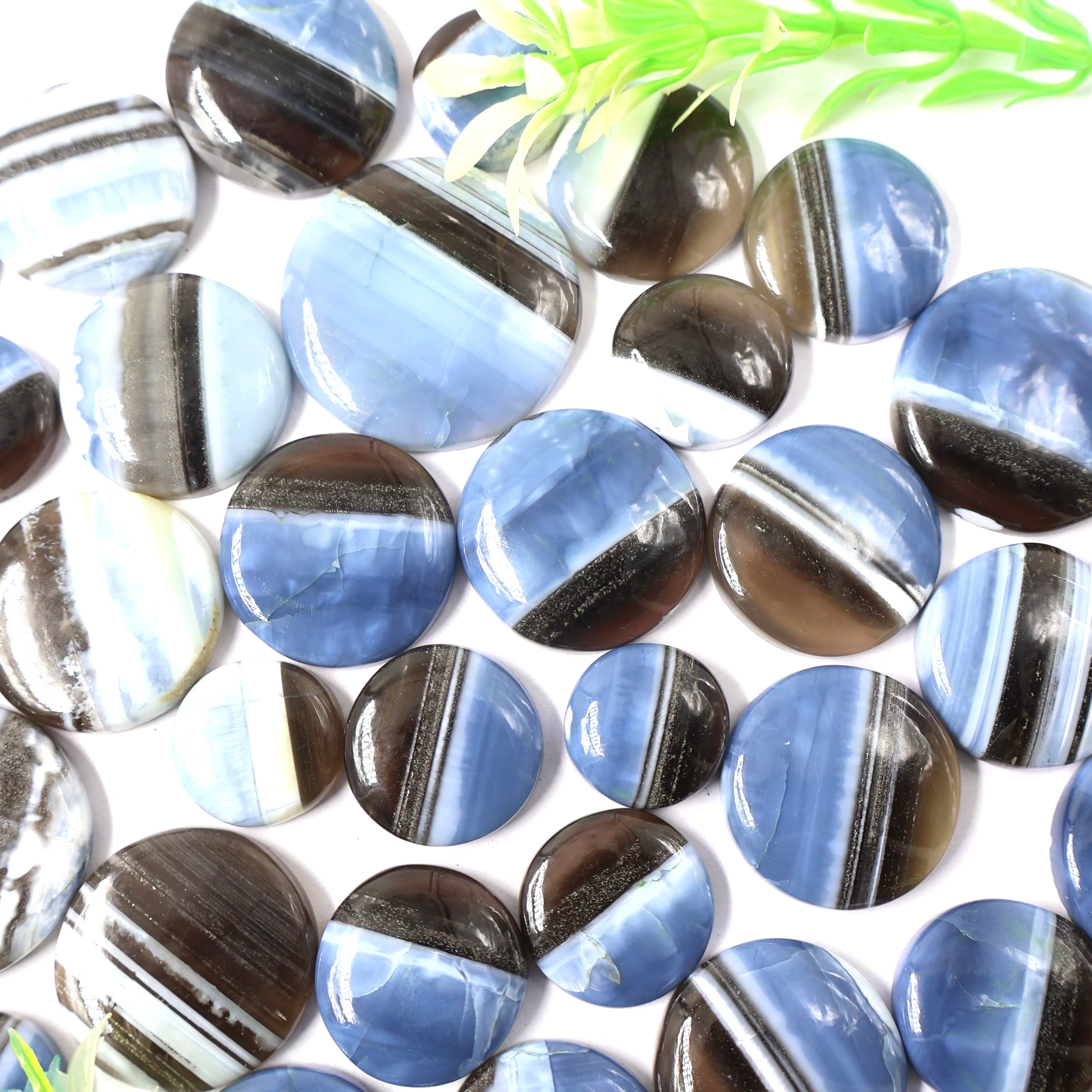 Natural Blue Opal Round Shape -Size Gemstone (Cabochon ) Blue Opal