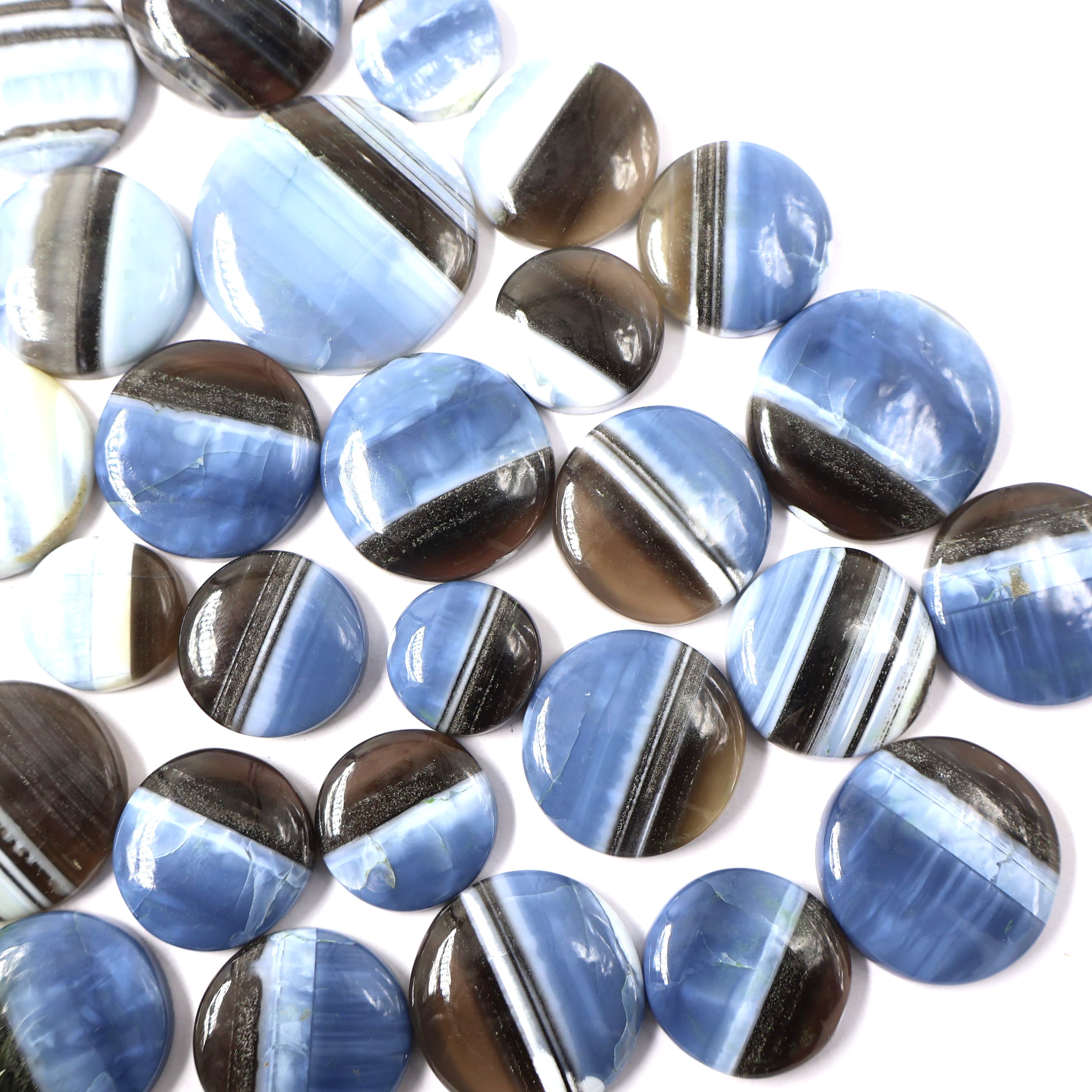 Natural Blue Opal Round Shape -Size Gemstone (Cabochon ) Blue Opal