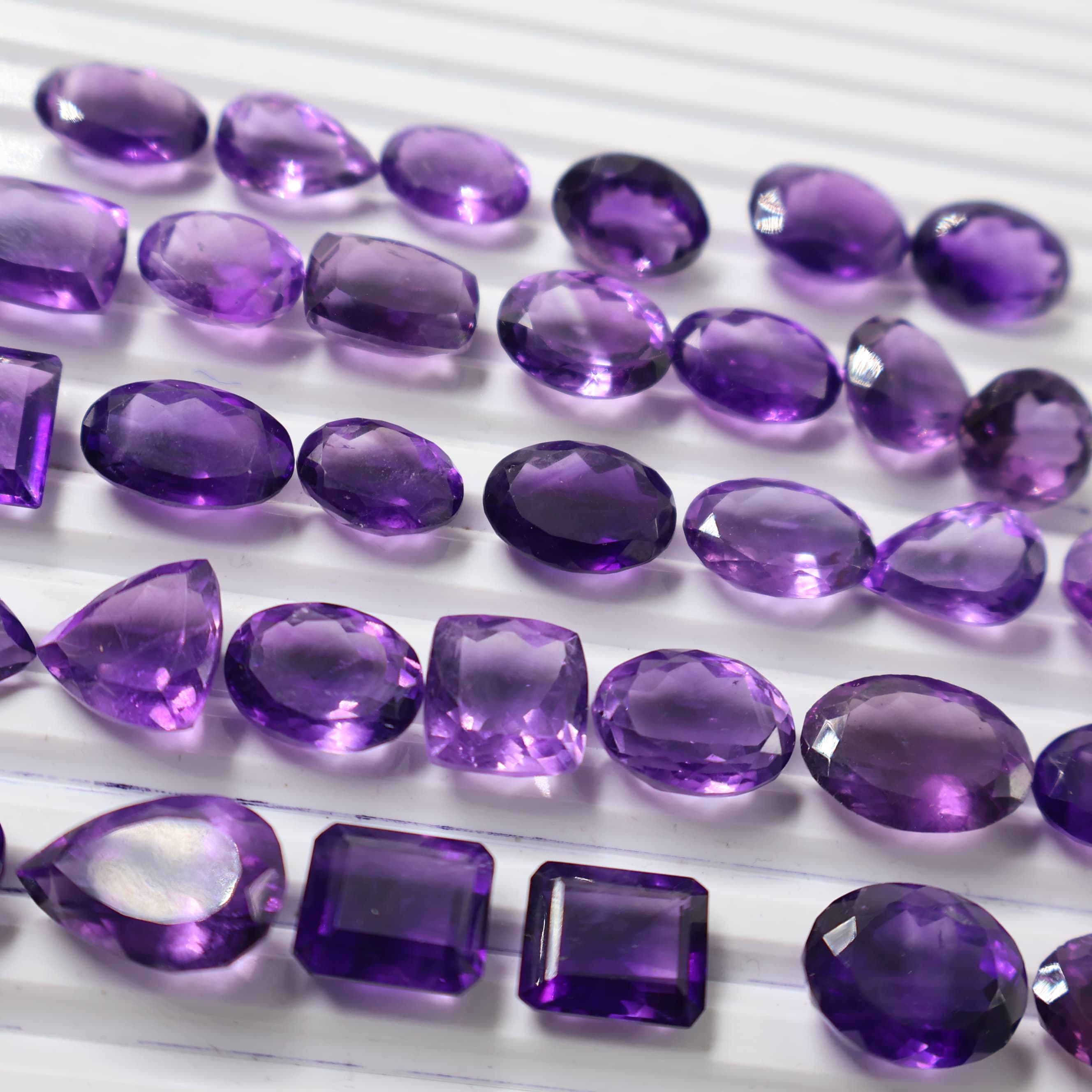Natural Amethyst Faceted  Mix Shape -Size Gemstone (Cabochon ) Amethyst 