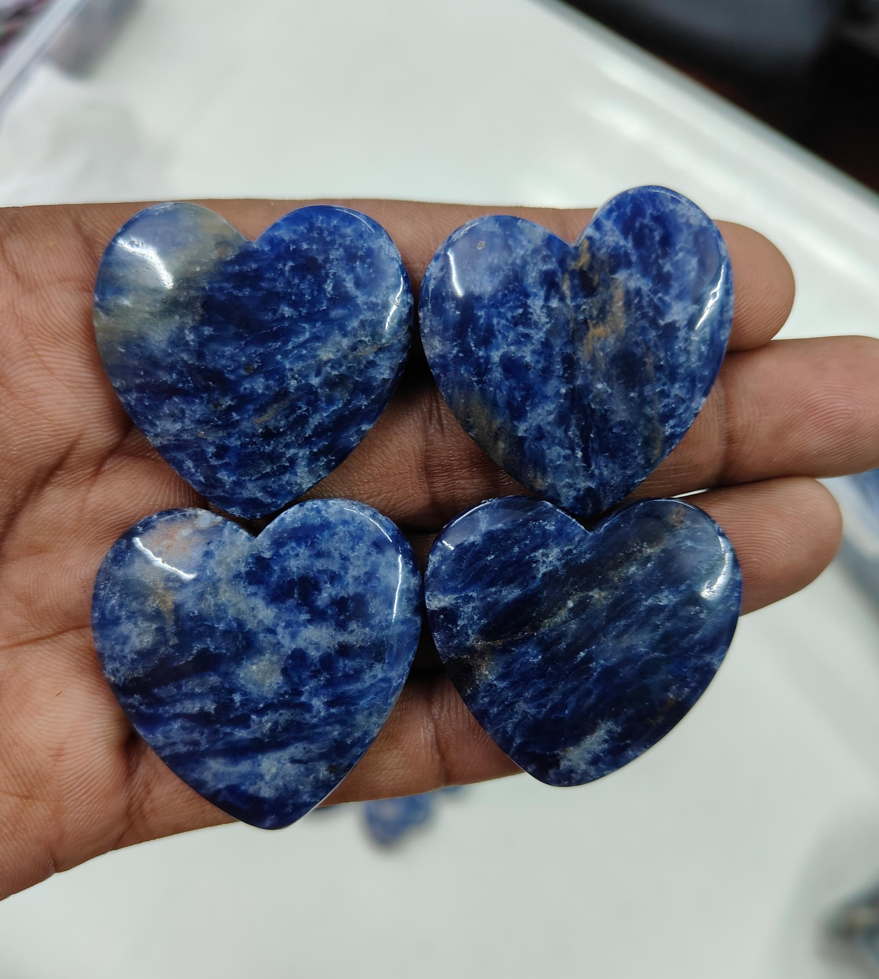 Natural Sodalite HeartvShape  -Size Gemstone (Cabochon ) Sodalite 